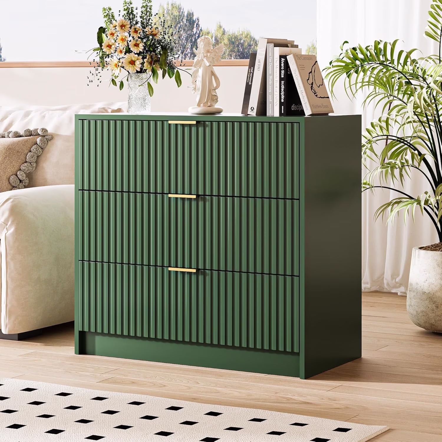 Furniway Black Dresser for Bedroom, 8 Drawer Double Dresser, Modern Chest of Drawers for Bedroom, Living Room, Entryway and Closet, 55" L x 15.7" D x 37.4" H - Image 3