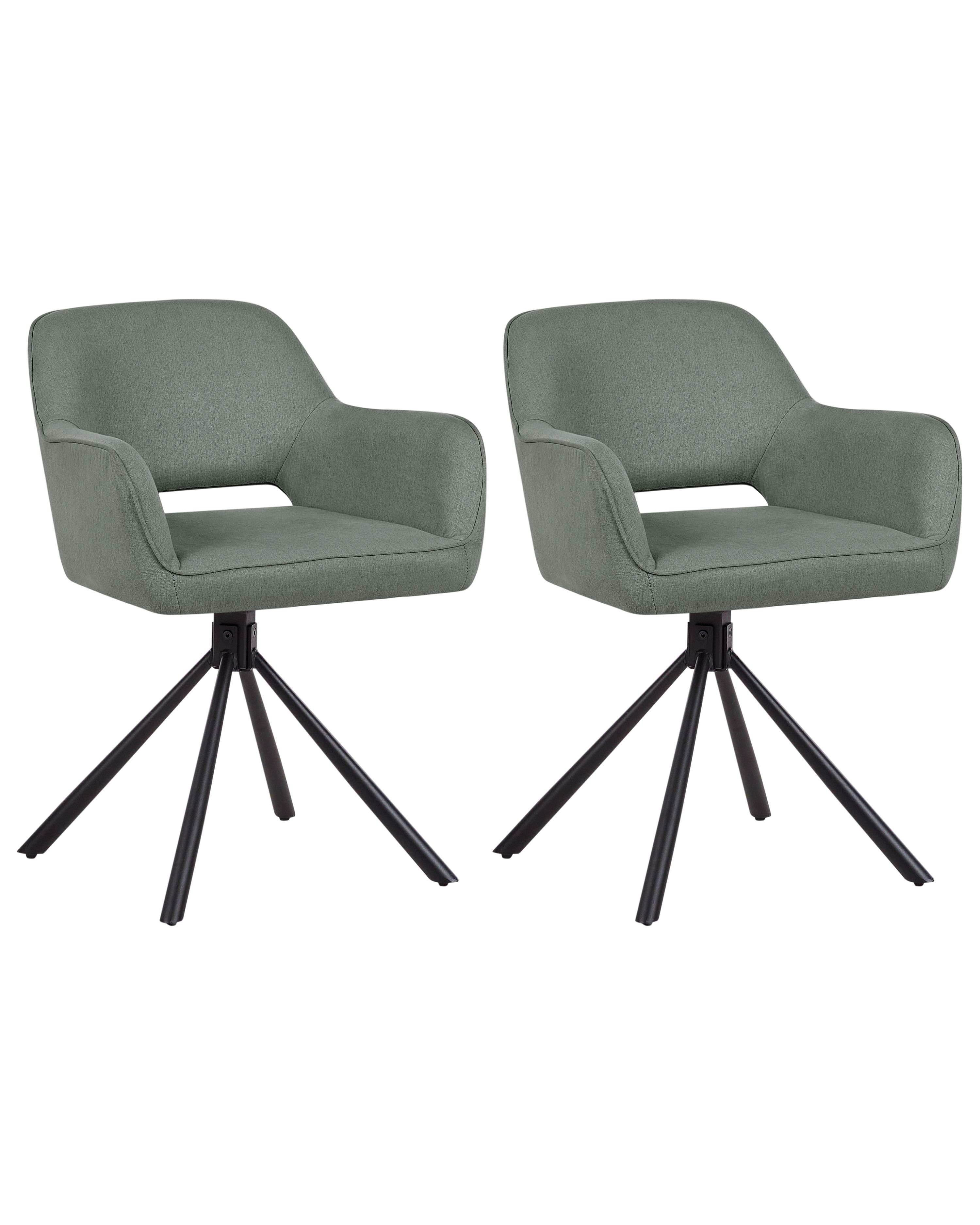 Set of 2 Dining Chairs Swivel LOURES Fabric Dark Green