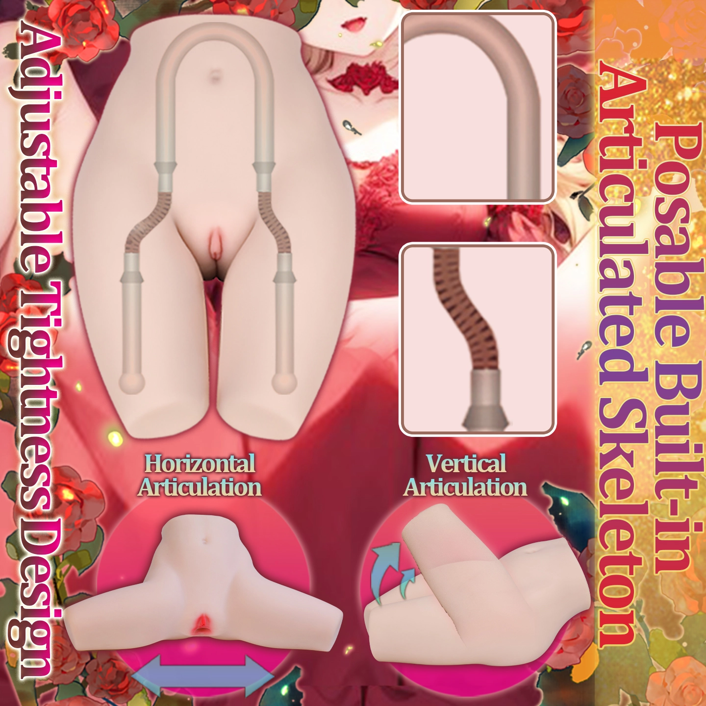 Demonstration of the movable skeletal joints inside the Dr.YUU realistic booty masturbator.