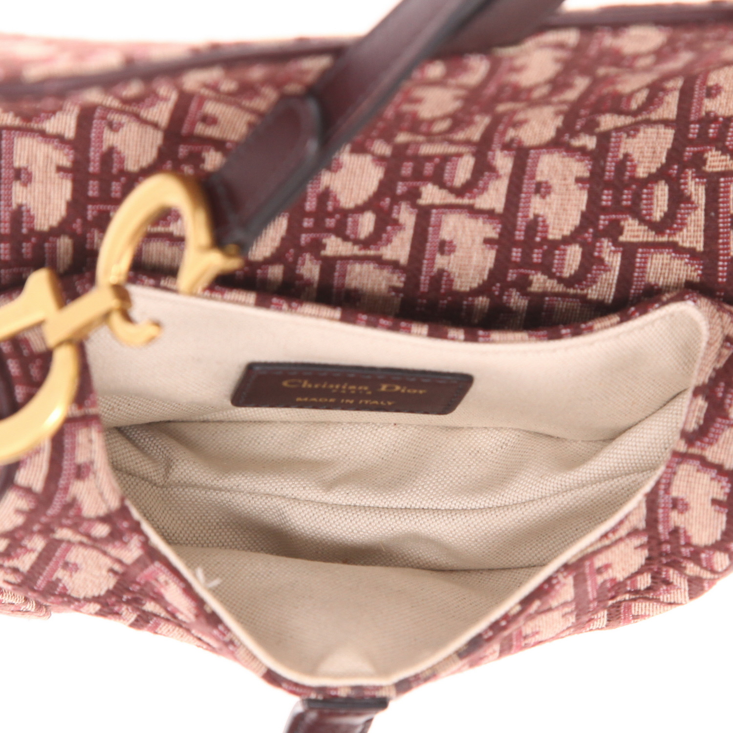 Dior Saddle mini handbag in burgundy monogram canvas Oblique and burgundy leather1:1High-quality replica
