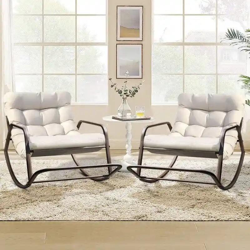 Oversized Outdoor Rocking Lounge Chair With Water-Resistant Cushions, 450 lbs Capacity - Image 5 Oversized Outdoor Rocking Lounge Chair With Water-Resistant Cushions, 450 lbs Capacity - Image 5
