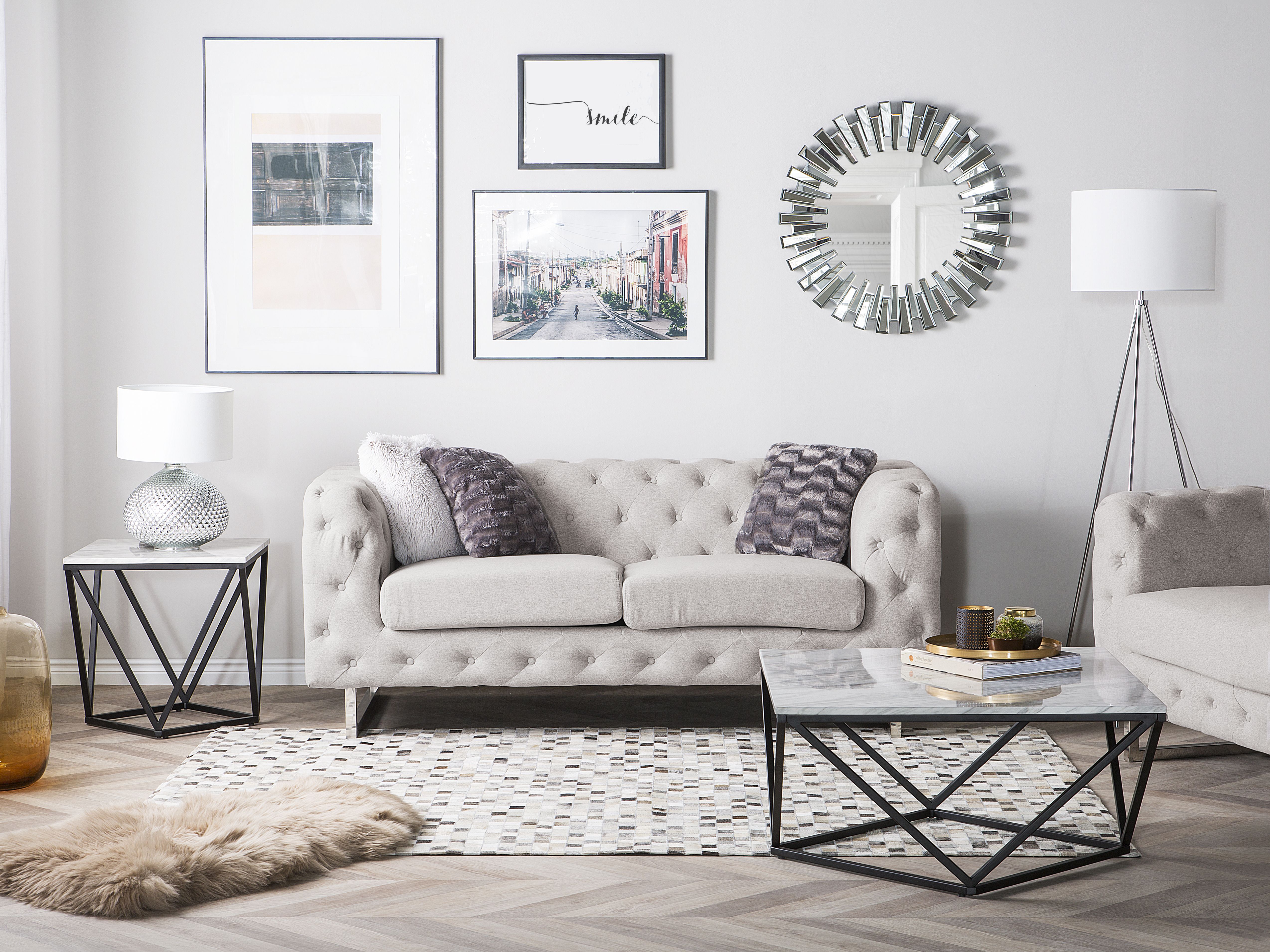 Sofa 2 Seater VISSLAND Fabric Light Beige