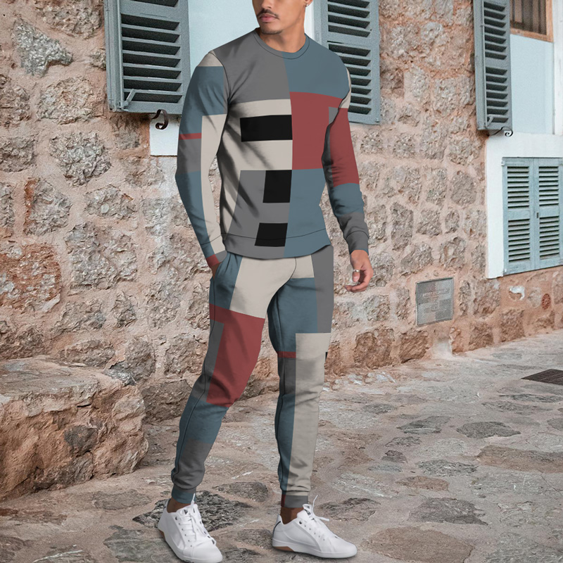 Men's Casual Personality Print Suit 002