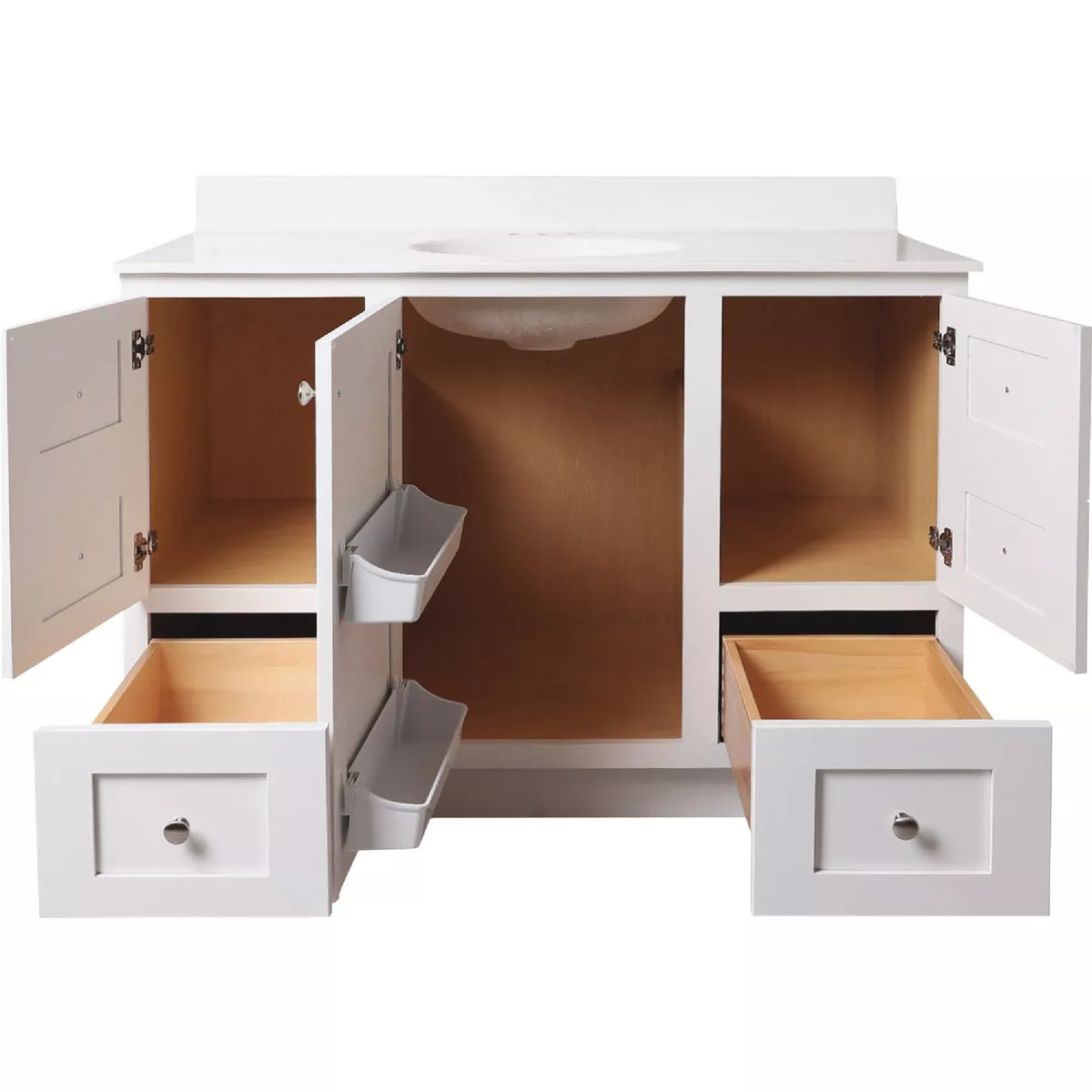 Bertch Storage Solutions 48 In. W x 34-1/2 In. H x 21 In. Deep White Vanity Base without Top, 3 Door/2 Drawer