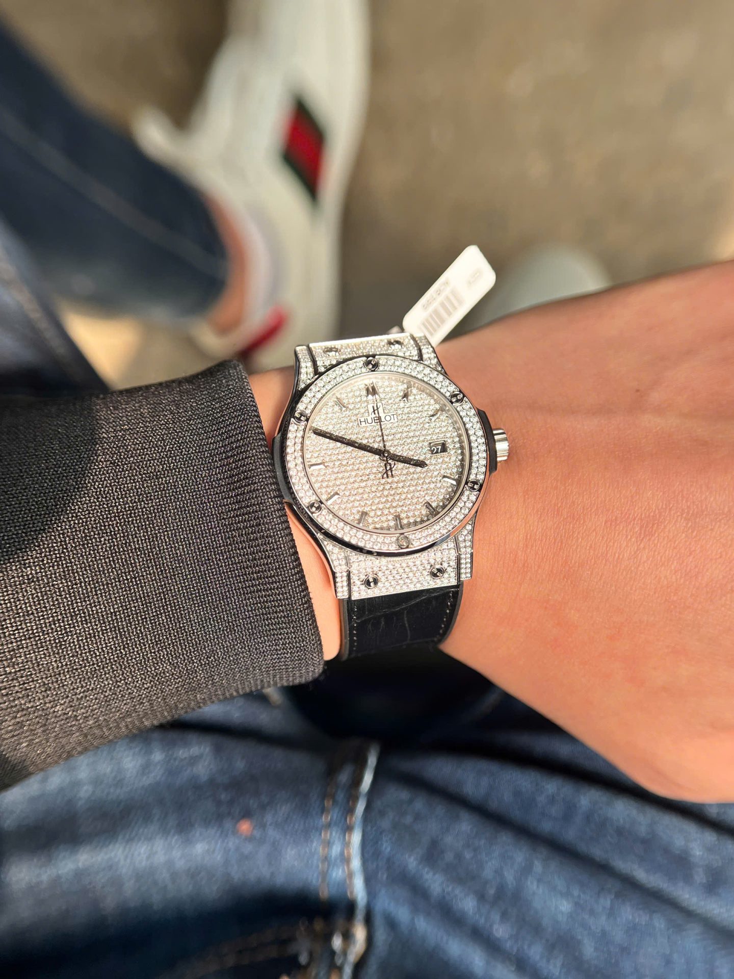 Hublot Classic Fusion Titanium Diamonds Pav�� Customs Full Moissanite Imitation Luxury Watches 42mm - Top club