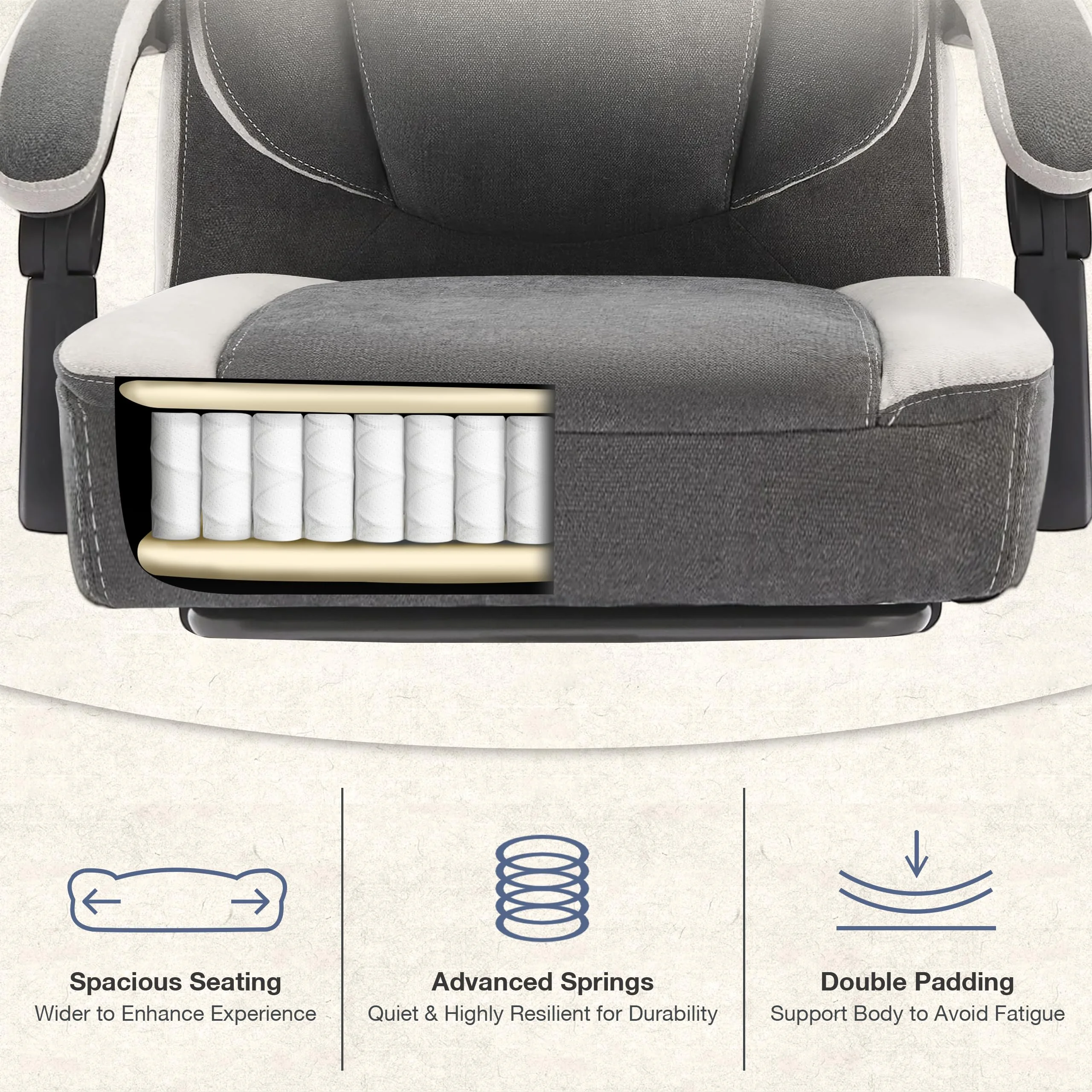 JONPONY Big and Tall Office Chair 400lbs, Executive Reclining Office Chairs with Footrest, High Back Home Office Chair Thick Padded Armrests, Ergonomic Adjustable Lumbar Support, PinkWhite - Image 19