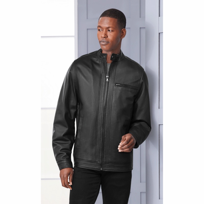 Sherpa-Lined Leather Coat - MIDNIGHT VELVET CATALOG
