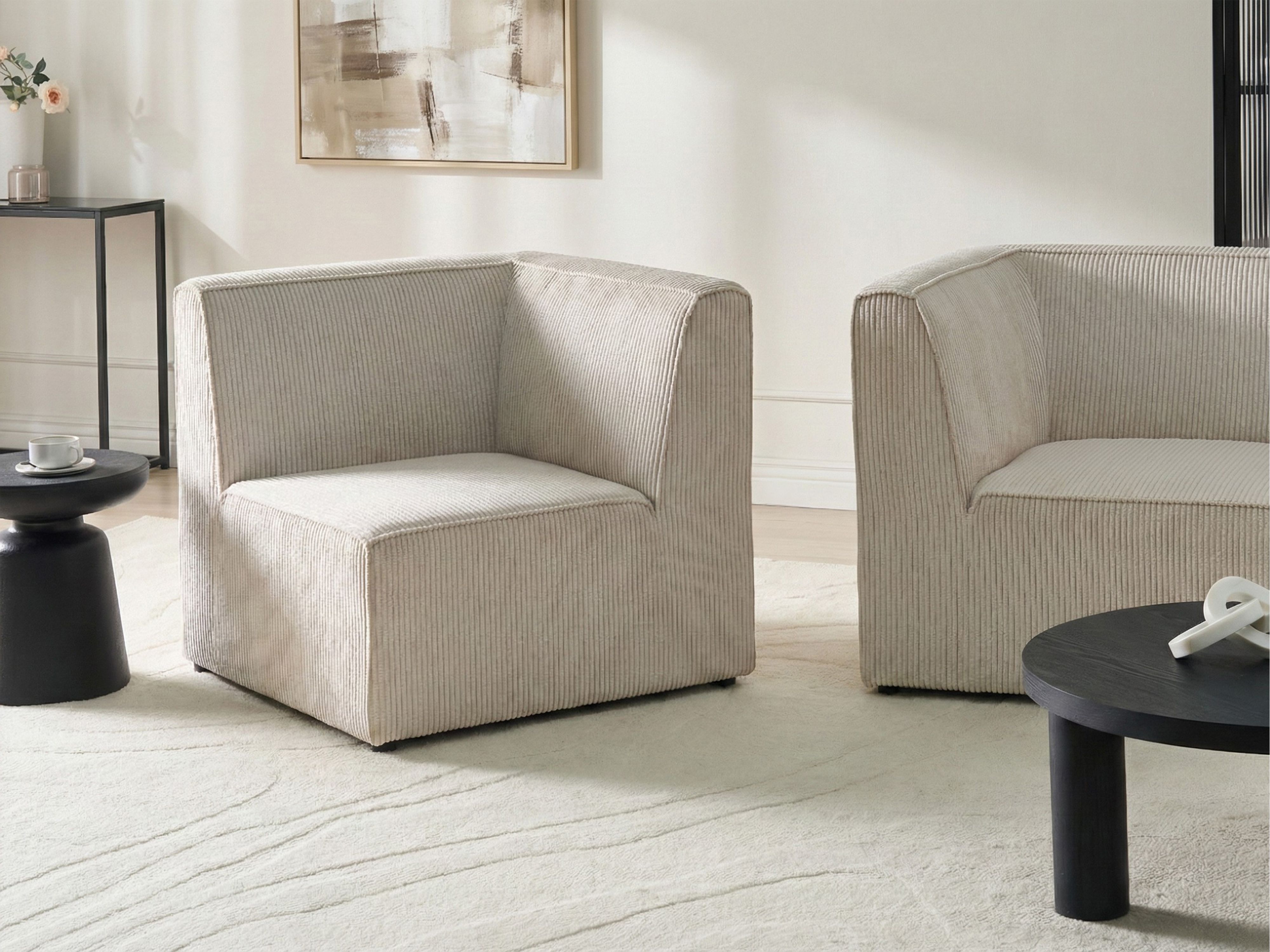 Corner Seat LEMVIG Corduroy Beige Right Hand