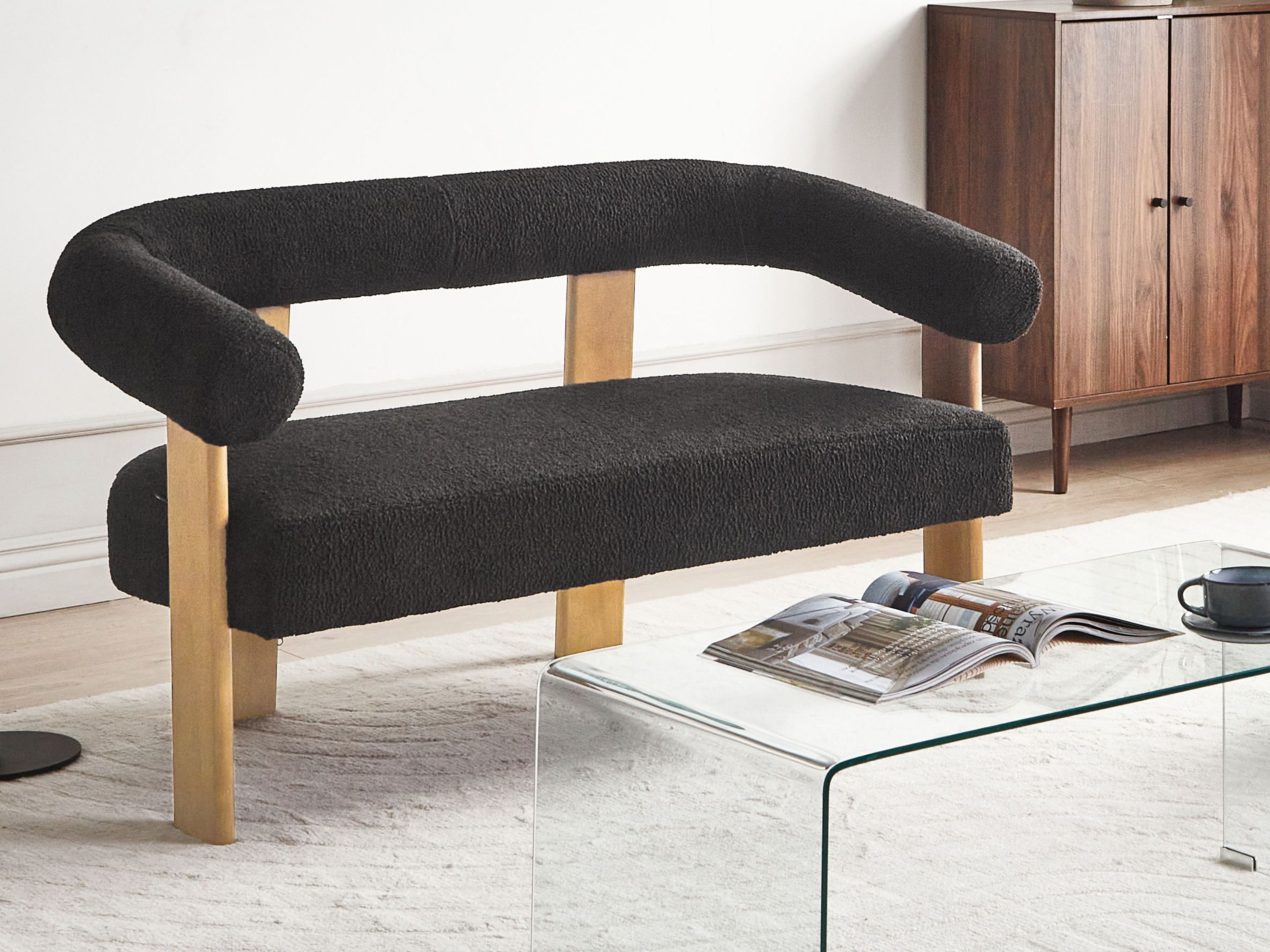 Sofa 2 Seater ILBRO Boucle Black/ Light Brown