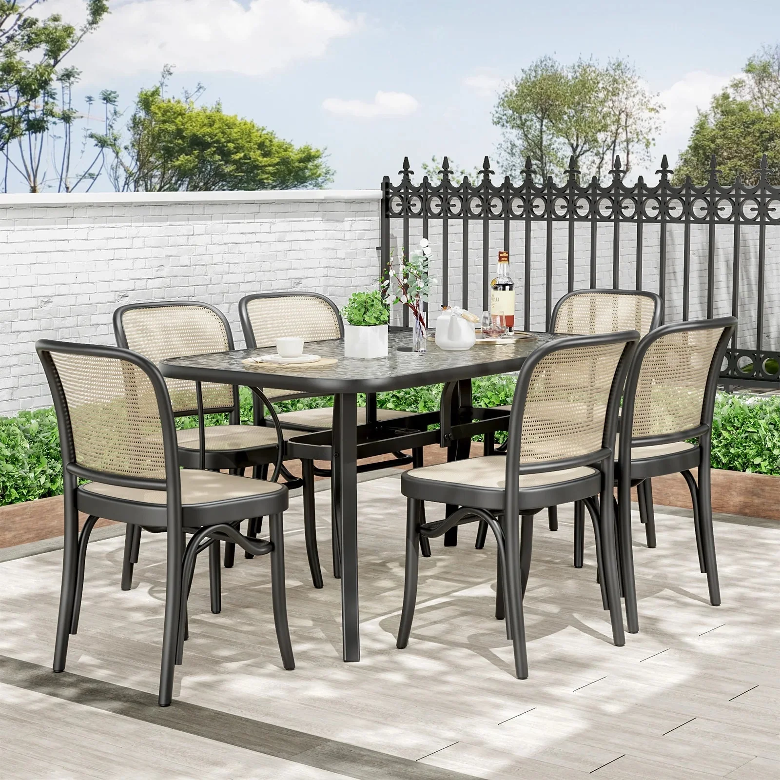 Arlopu Rectangular Patio Dining Table With 5mm Tempered Glass Top - Image 11 Arlopu Rectangular Patio Dining Table With 5mm Tempered Glass Top - Image 11