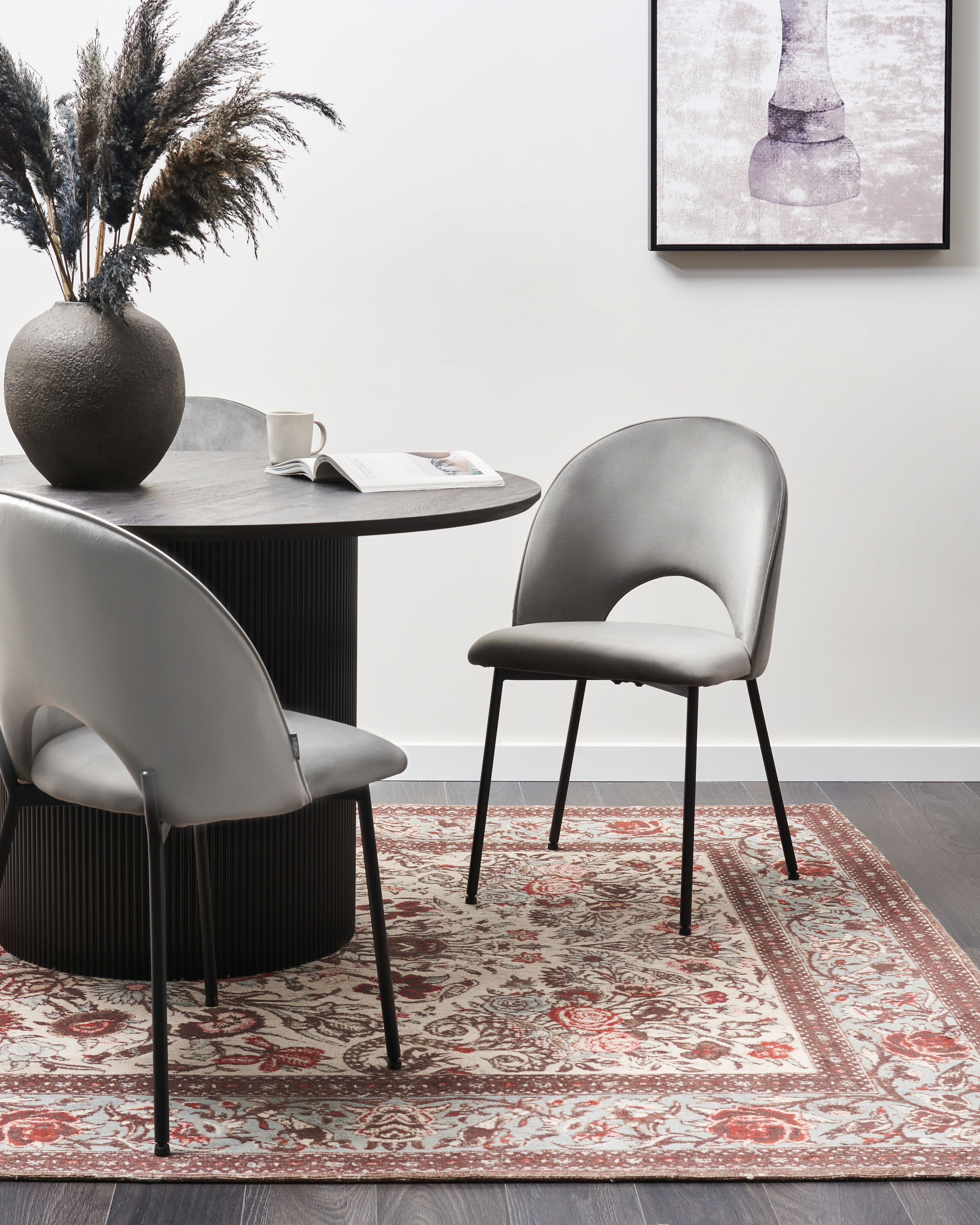 Set of 2 Dining Chairs COVELO Velvet Grey