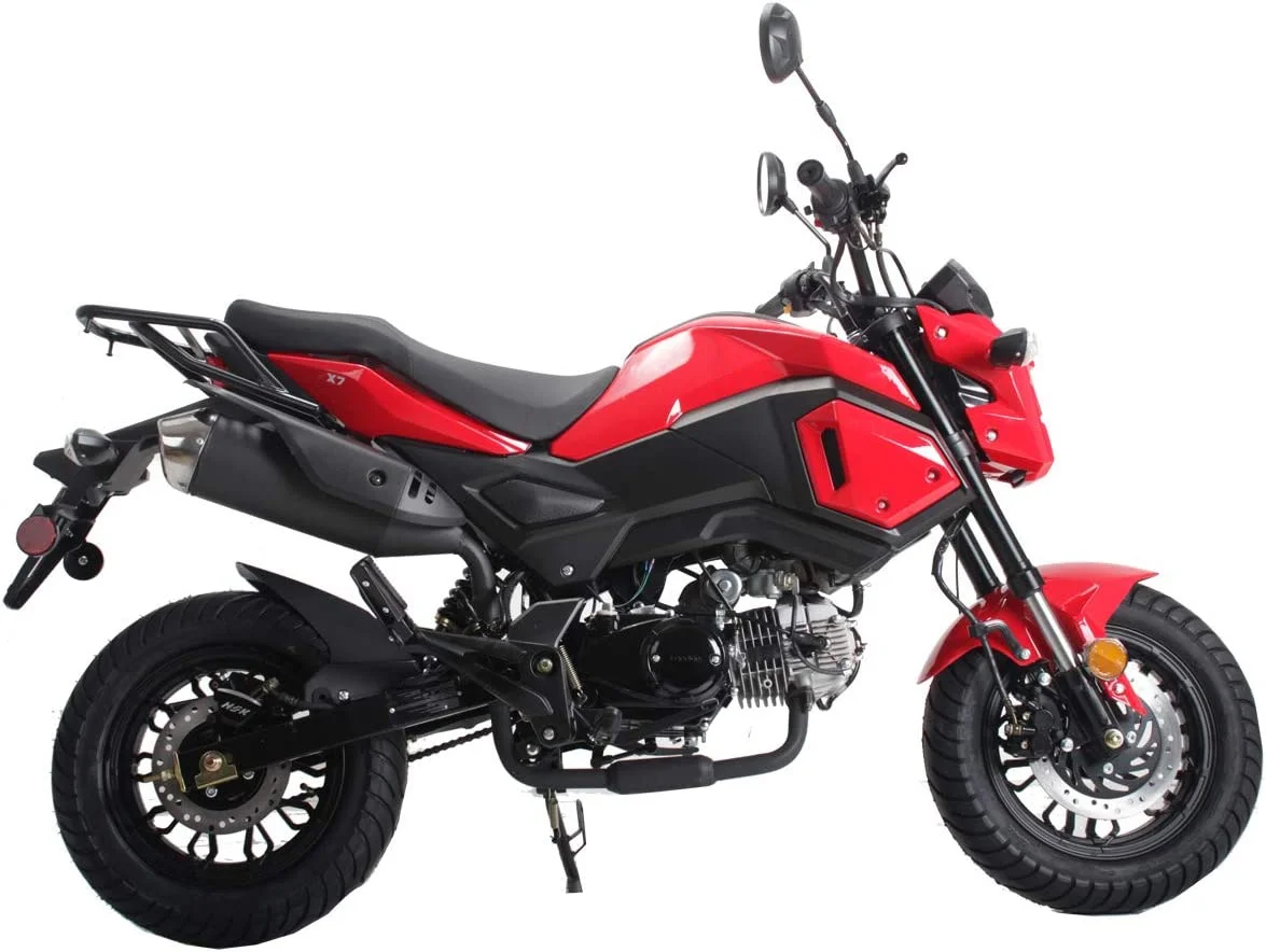 HHH Upgraded New 125cc Motorcycle Bike VADER 125 HELLCAT Dual Sports 125cc Motorcycle Bike Youth Adults Gas Motorcycle Big Headlights ( RED ) - Image 7