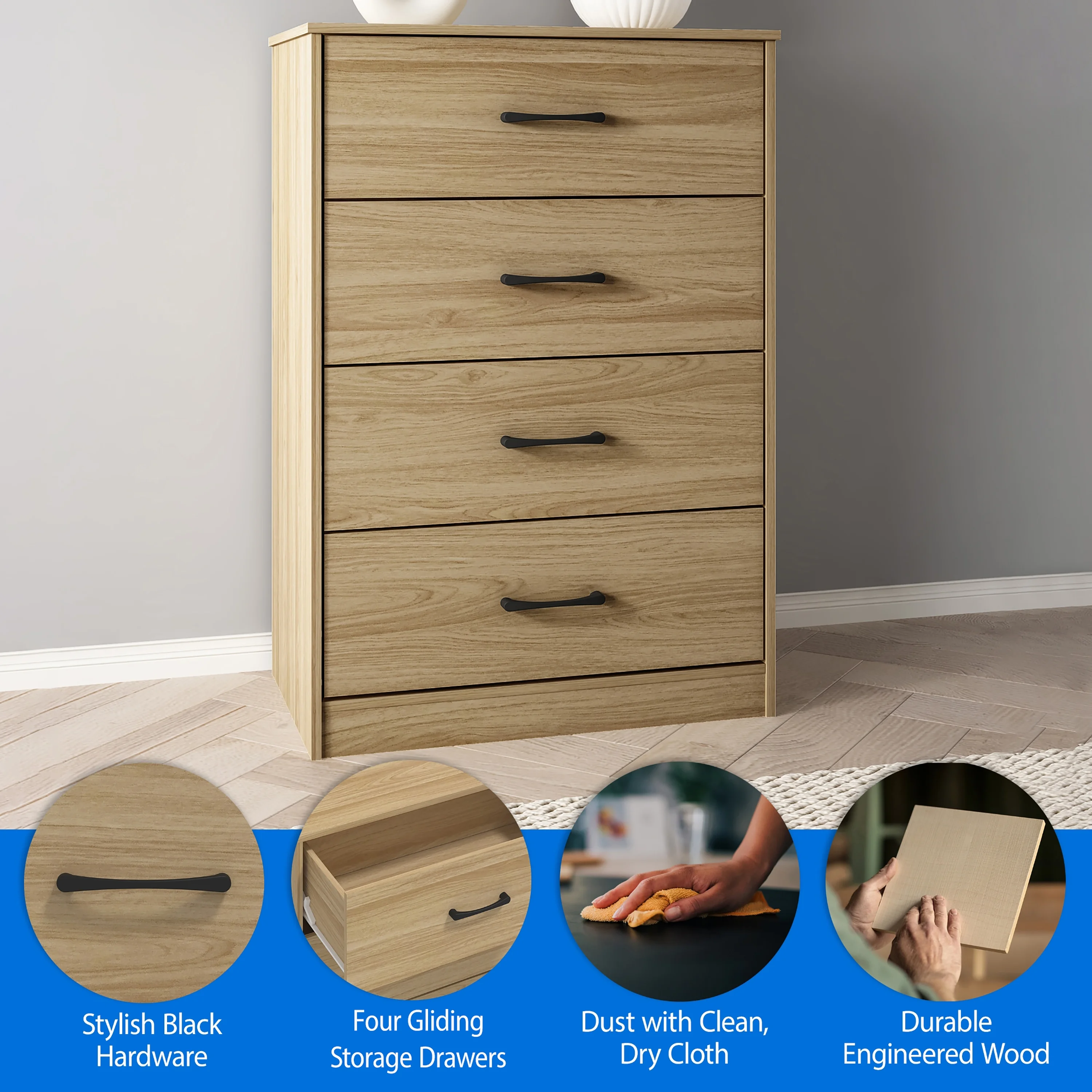 Mainstays Ardent 4 Drawer Dresser, Euro Oak - Image 18