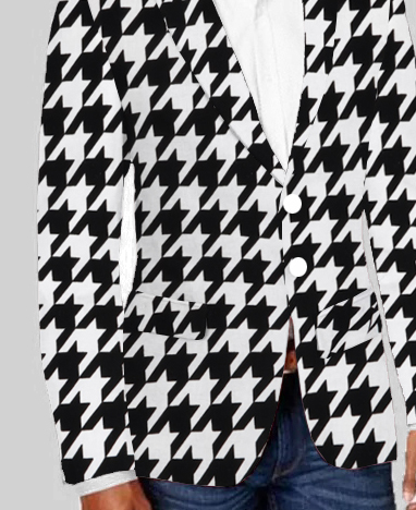 OK Casual Houndstooth Lapel Collar Two Button Blazer