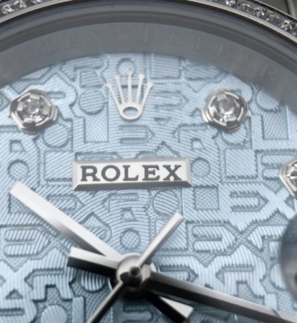 Replica Rolex DateJust 31mm Diamonds Bezel/Markers Blue Textured Dial A2235 - Top club