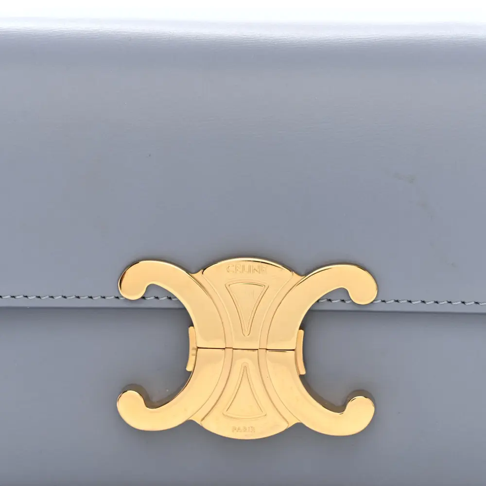 Celine Arctic Blue Shiny Calfskin Leather Medium Triomphe Shoulder Bag Replicas1:1High-quality replica