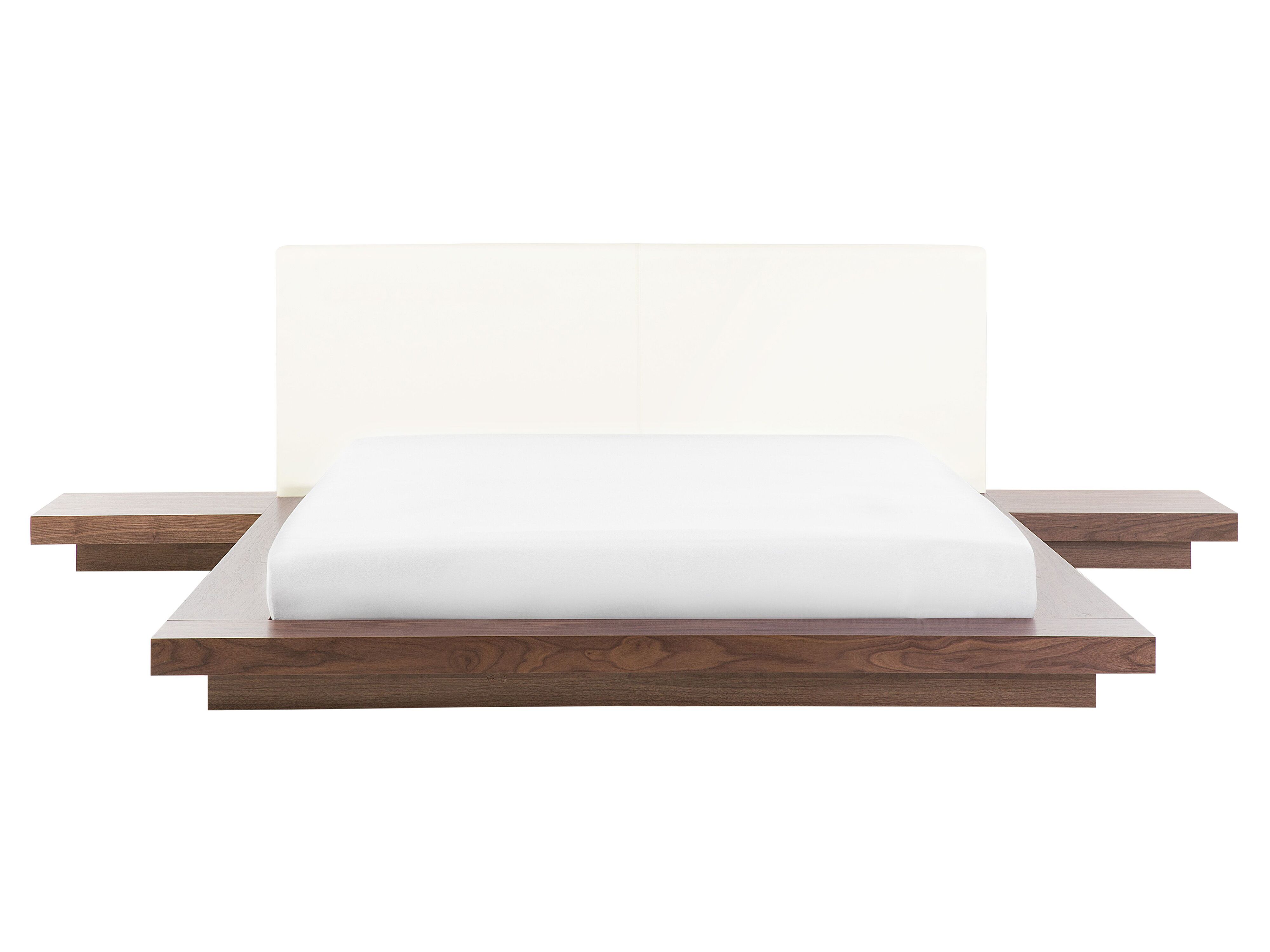 Waterbed Faux Leather ZEN 160 x 200 cm (EU King Size) Brown Ash Wood