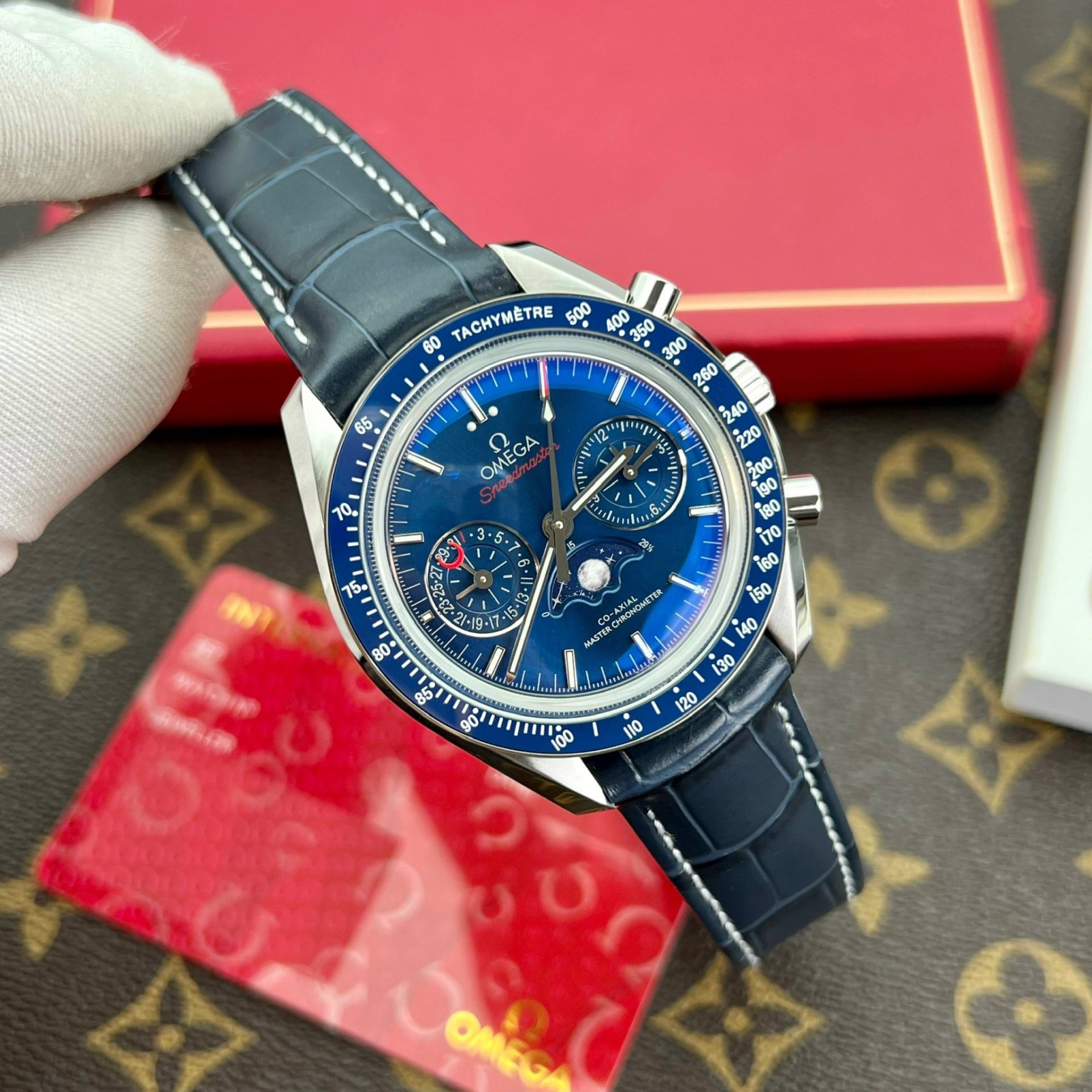 Omega Replica Watch Speedmaster Co-Axial Moonphase Blue Dial 44mm - Top club