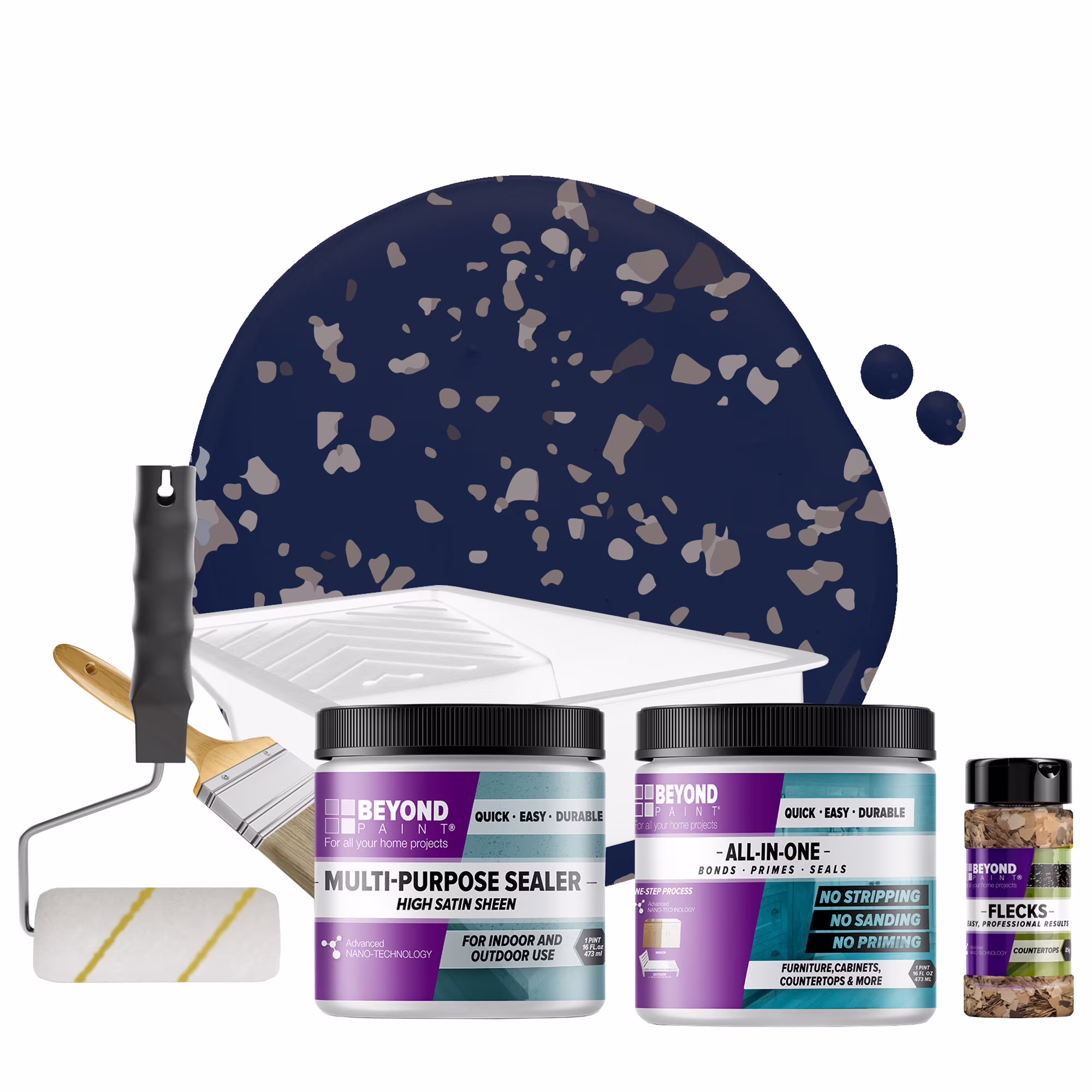 Beyond Paint Countertop Makeover Kit with Paint, Sealer, Flecks and Tools for Countertops, Bright White - Image 5