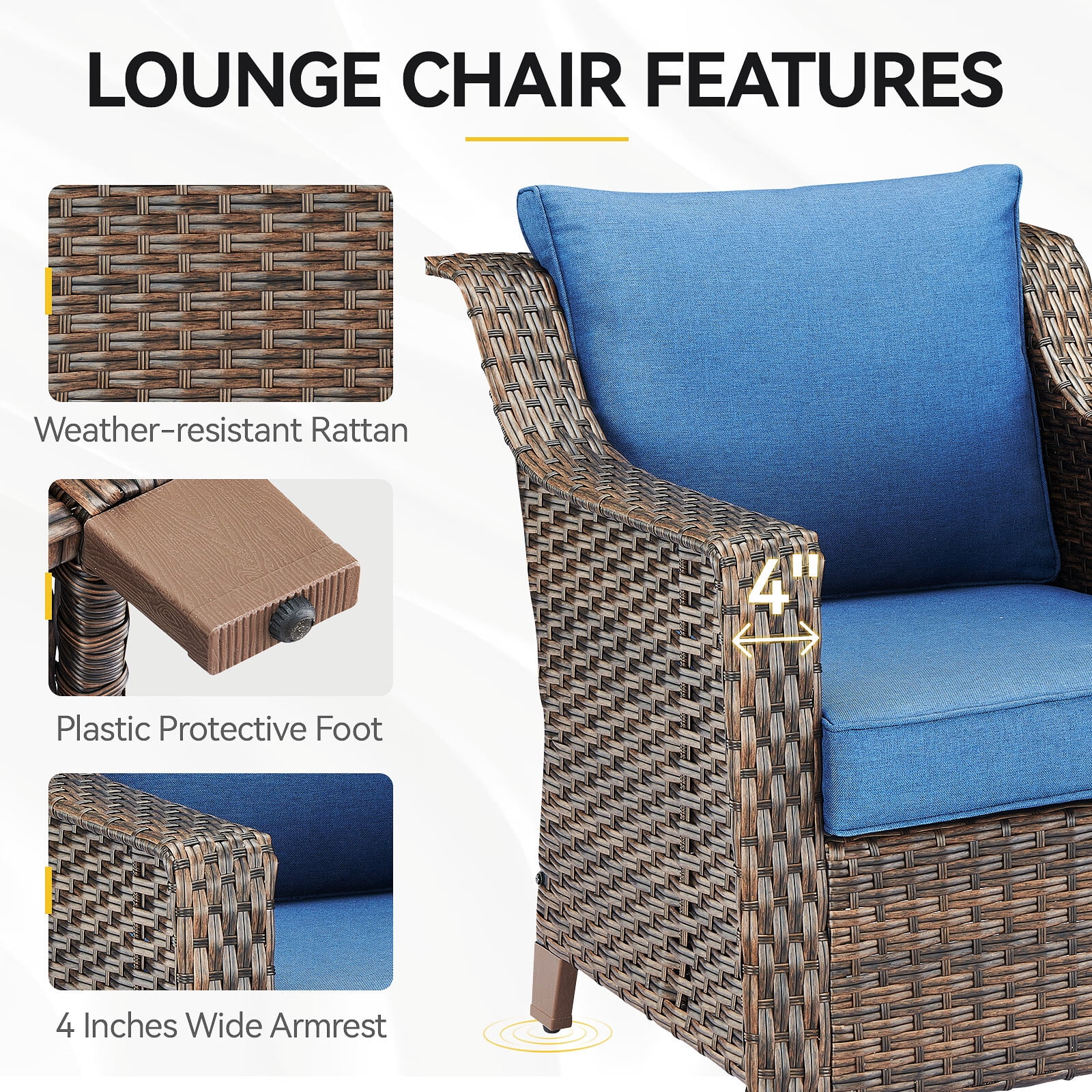 Bellefurn Outdoor Wicker Patio Chairs Set of 2 with Side Table,All-Weather Wicker Rattan Chairs Patio Furniture Chairs for Porch Balcony Backyard Yard Deck - Image 22