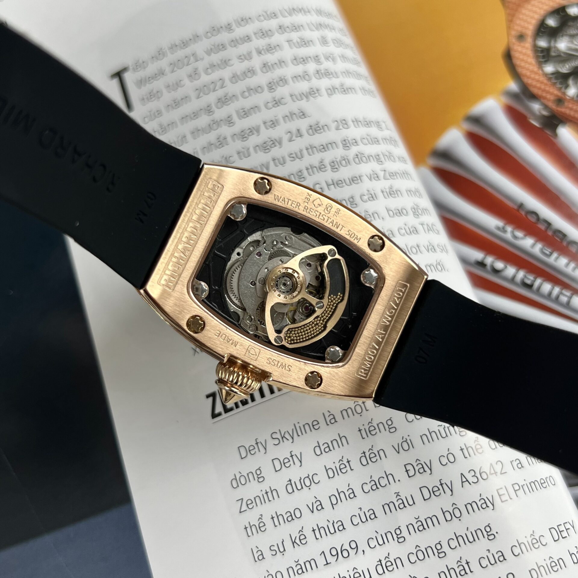 Richard Mille RM007 Replica 1:1 Watch Rose Gold With Full Stone 36mm - Top club