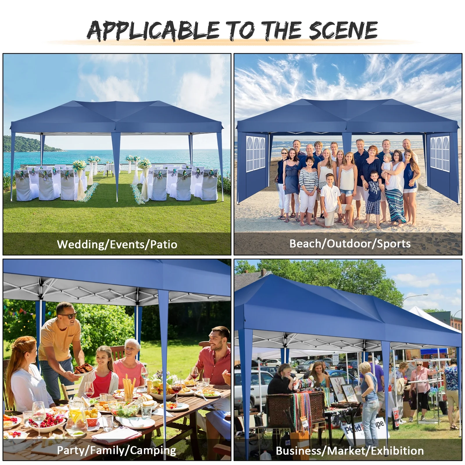 SANOPY 10'x10' EZ Pop Up Canopy Tent Outdoor Party Instant Shelter Portable Folding Beach Canopy with 4 Sandbag & Carrying Bag, Black - Image 79