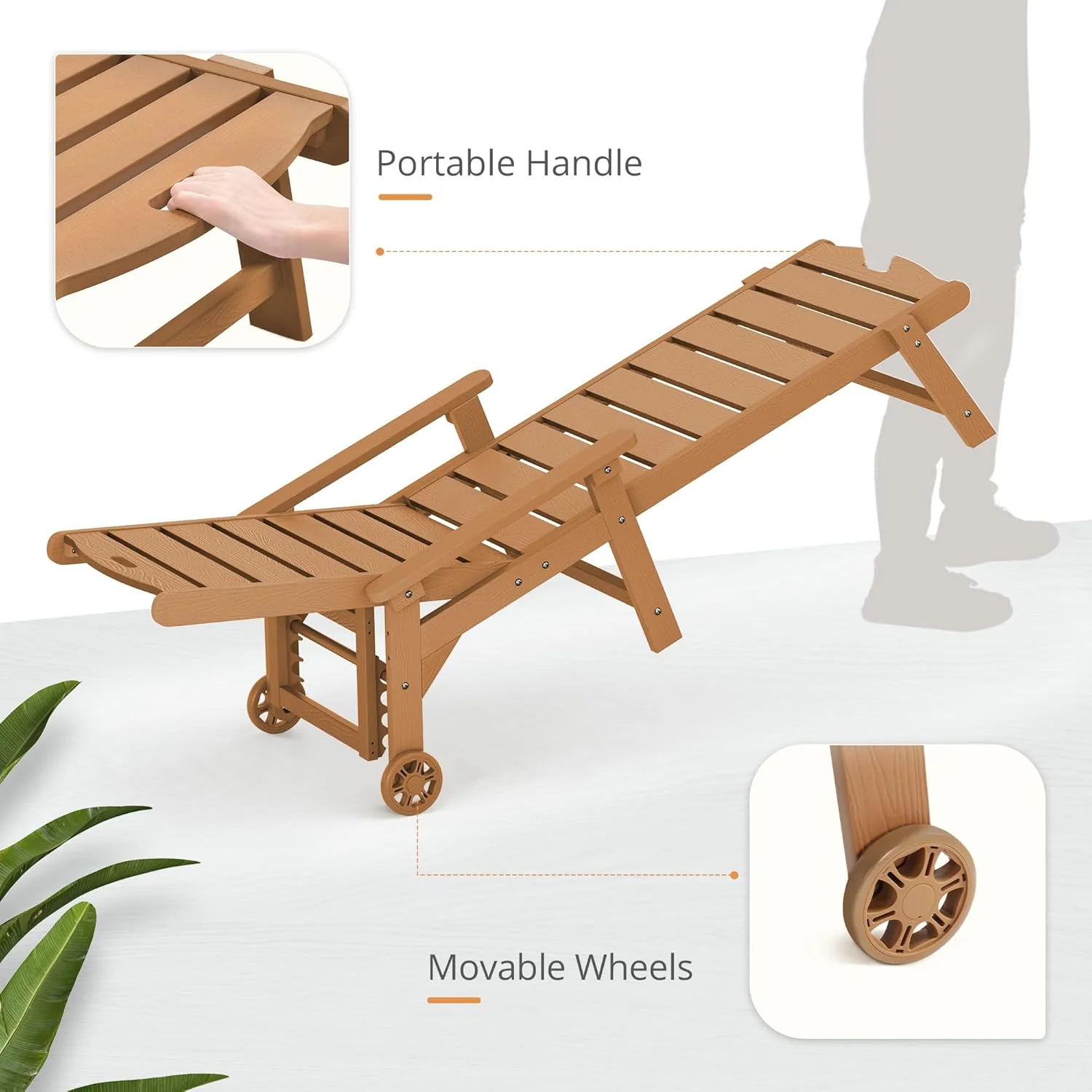 LUE BONA Outdoor Chaise Lounge Chairs Set Of 2, HDPS, 5-Position Adjustable - Image 5 LUE BONA Outdoor Chaise Lounge Chairs Set Of 2, HDPS, 5-Position Adjustable - Image 5