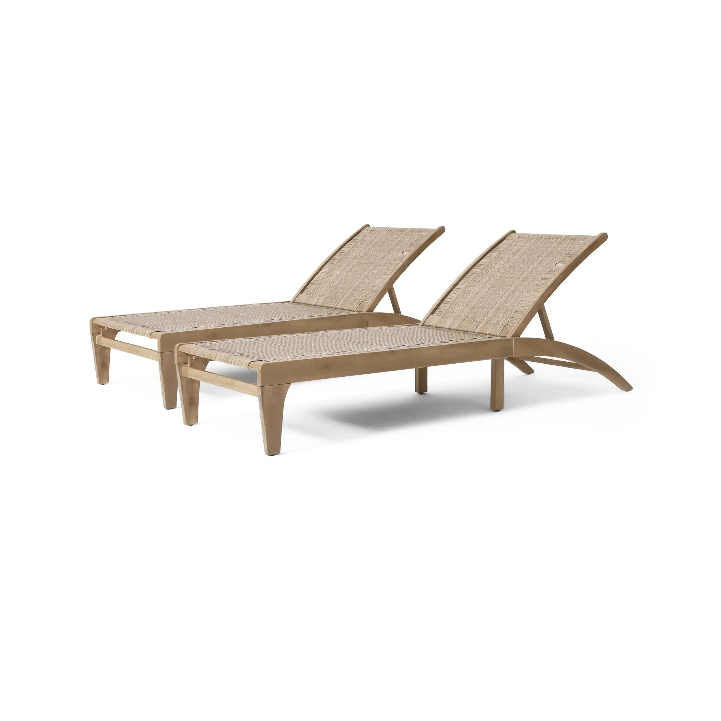 Outdoor Chaise Lounge, Single, Acacia Wood and Faux Rattan, Light Brown and Light Multibrown, 77.00 x 25.50 x 33.00 Inches - Shane - Image 11 Outdoor Chaise Lounge, Single, Acacia Wood and Faux Rattan, Light Brown and Light Multibrown, 77.00 x 25.50 x 33.00 Inches - Shane - Image 11