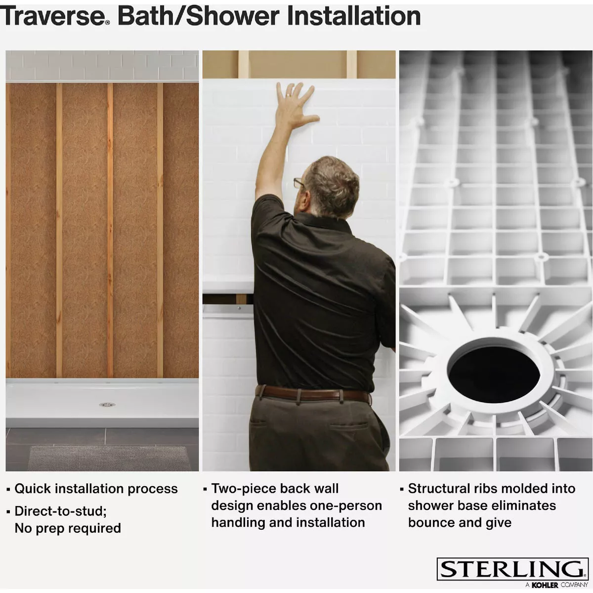 Sterling Traverse 30 In. D. End Wall Set