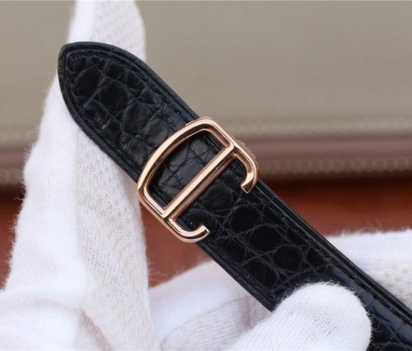 Replica Cartier Ronde De Cartier RG White Dial Diamonds Bezel Croco Strap A2892 - Top club