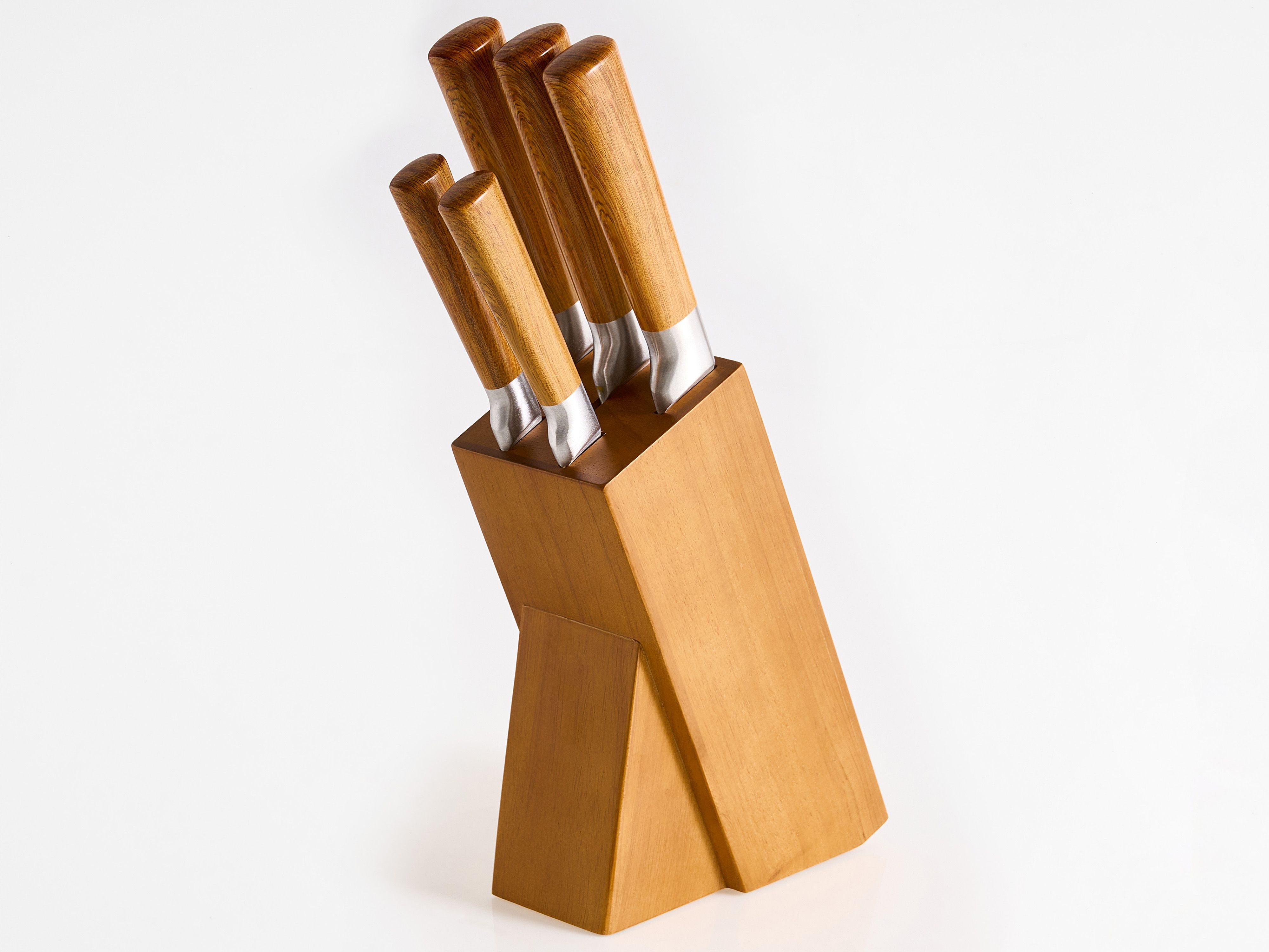 Set of 5 Knives in Block TOCHIGI Brown