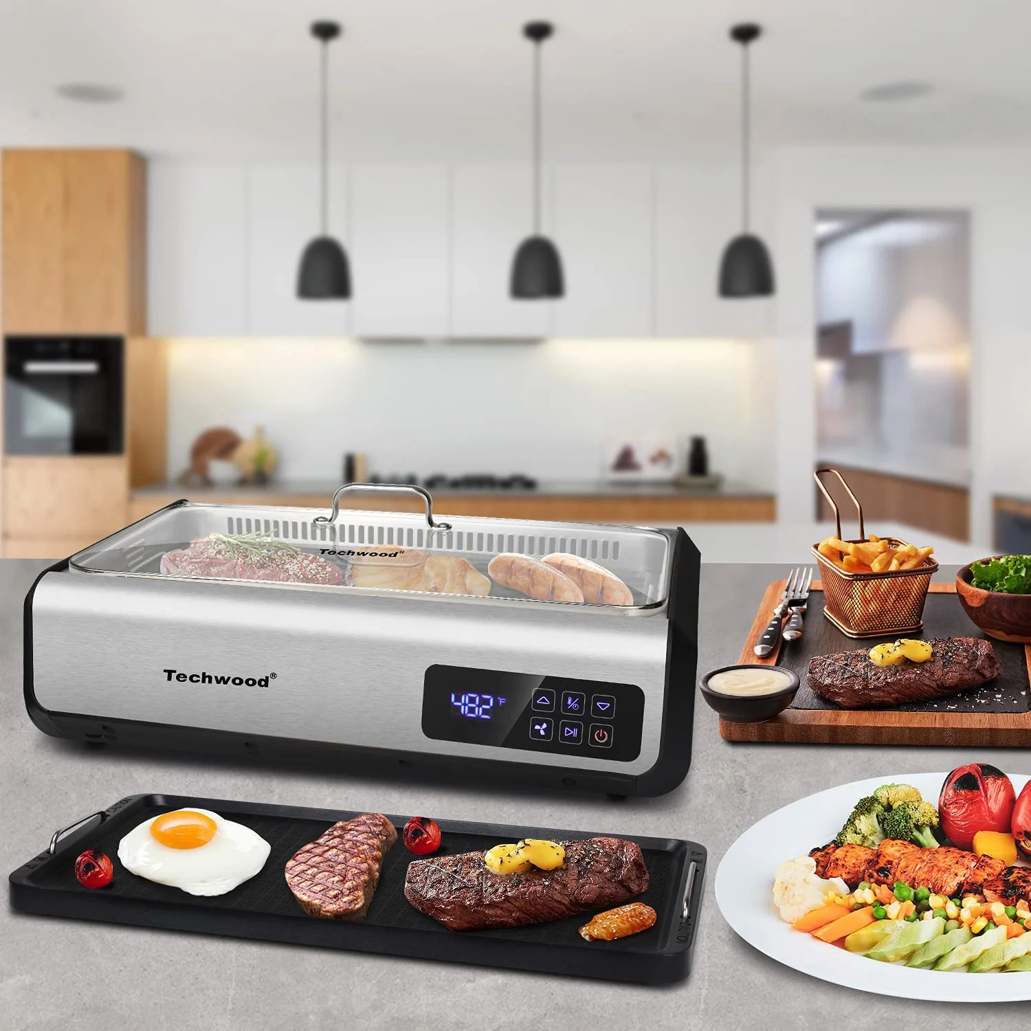 Techwood Indoor Smokeless Grill, 1500W, Black, Electric Portable Korean BBQ Grill with Tempered Glass Lid - Image 22