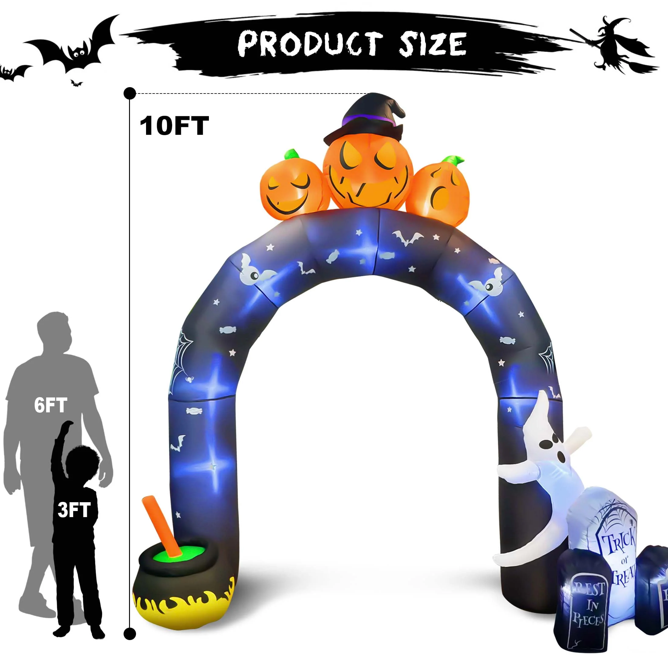 GVDV 10 FT Halloween Inflatables Archway Outdoor Decorations, Scary Halloween Arch Blow Up Yard Decorations for Front Yard Lawn Garden Decor - Image 2 GVDV 10 FT Halloween Inflatables Archway Outdoor Decorations, Scary Halloween Arch Blow Up Yard Decorations for Front Yard Lawn Garden Decor - Image 2