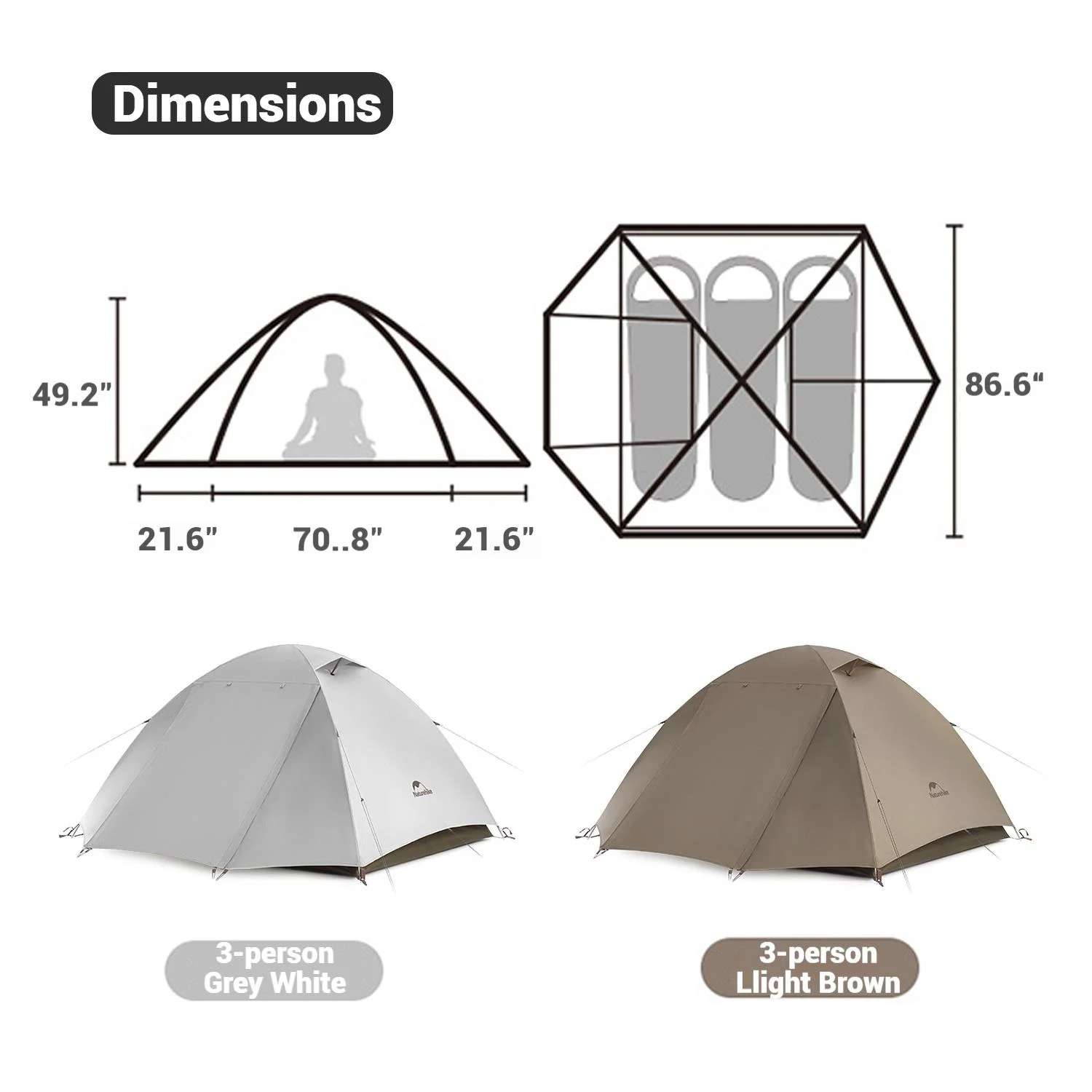 Naturehike, Ultralight Hiking Tent, Portable Camping Tent with Two Doors, Waterproof and Wind-resistant Dome Tent, UV Protection Backpacking Tent - Image 25