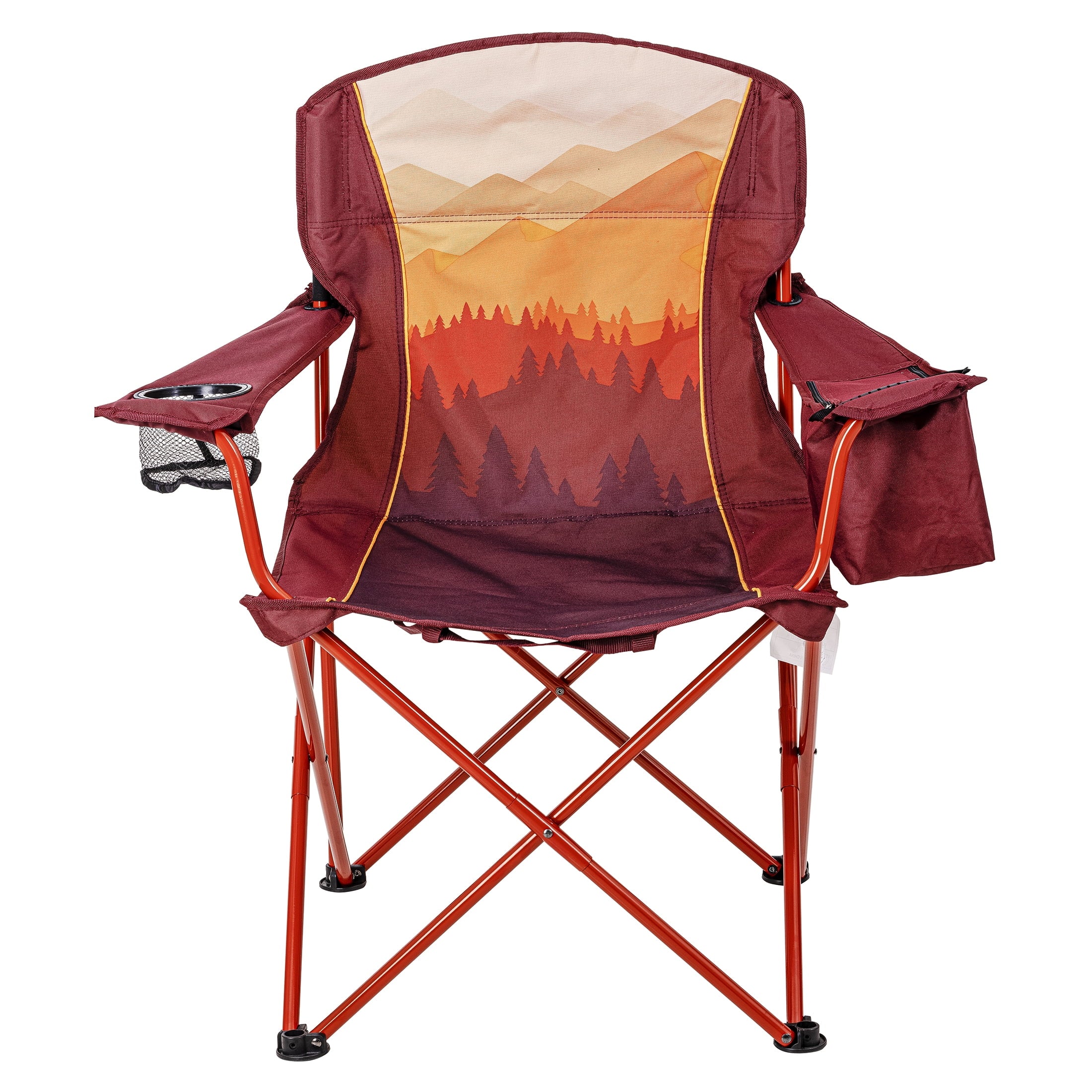 Ozark Trail Oversized Camp Chair with Cooler, Ombre Mountains Design, Red and Orange - Image 2