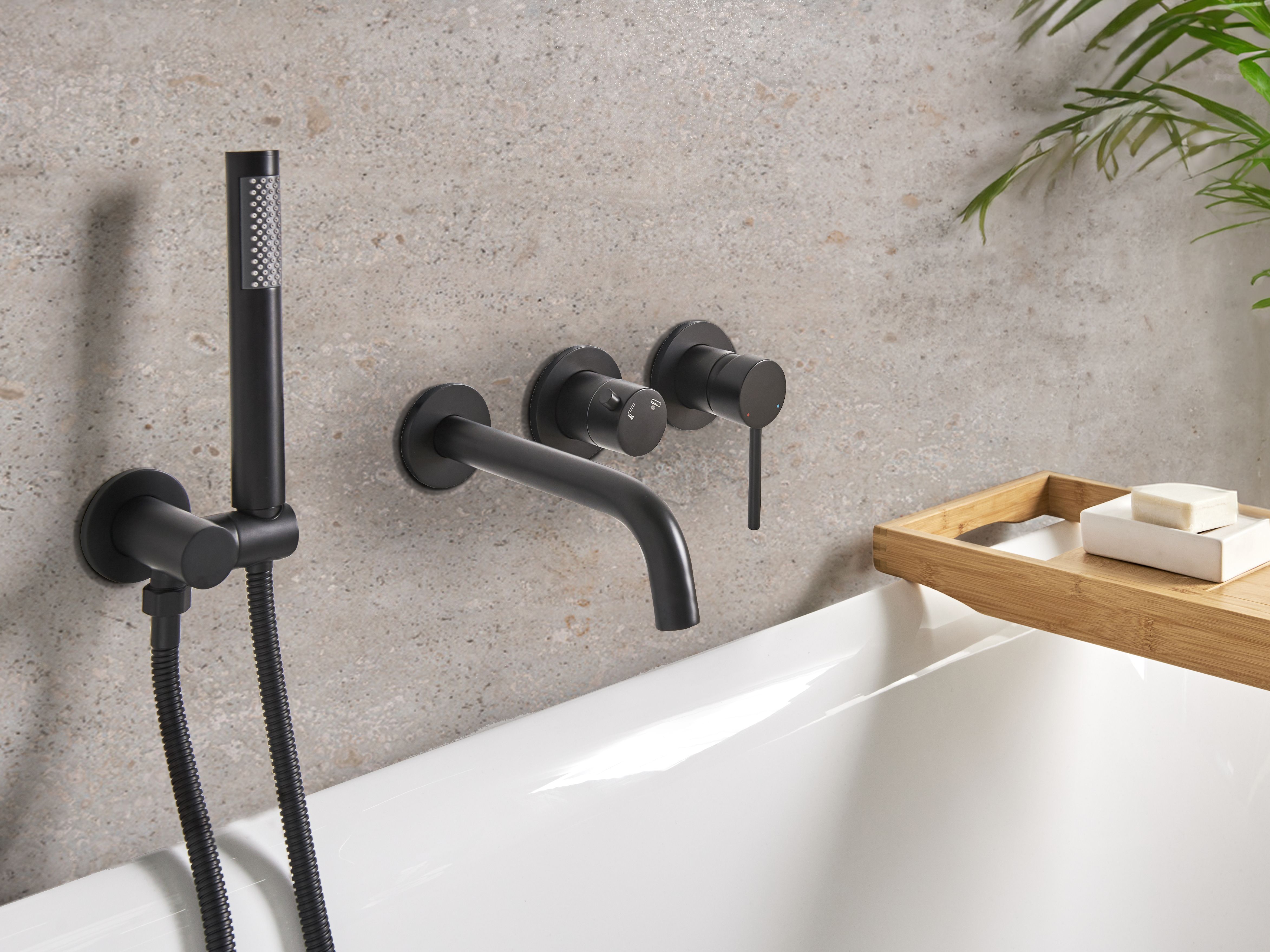 Wall Mounted Bath Shower Mixer Tap JAVIRA Black