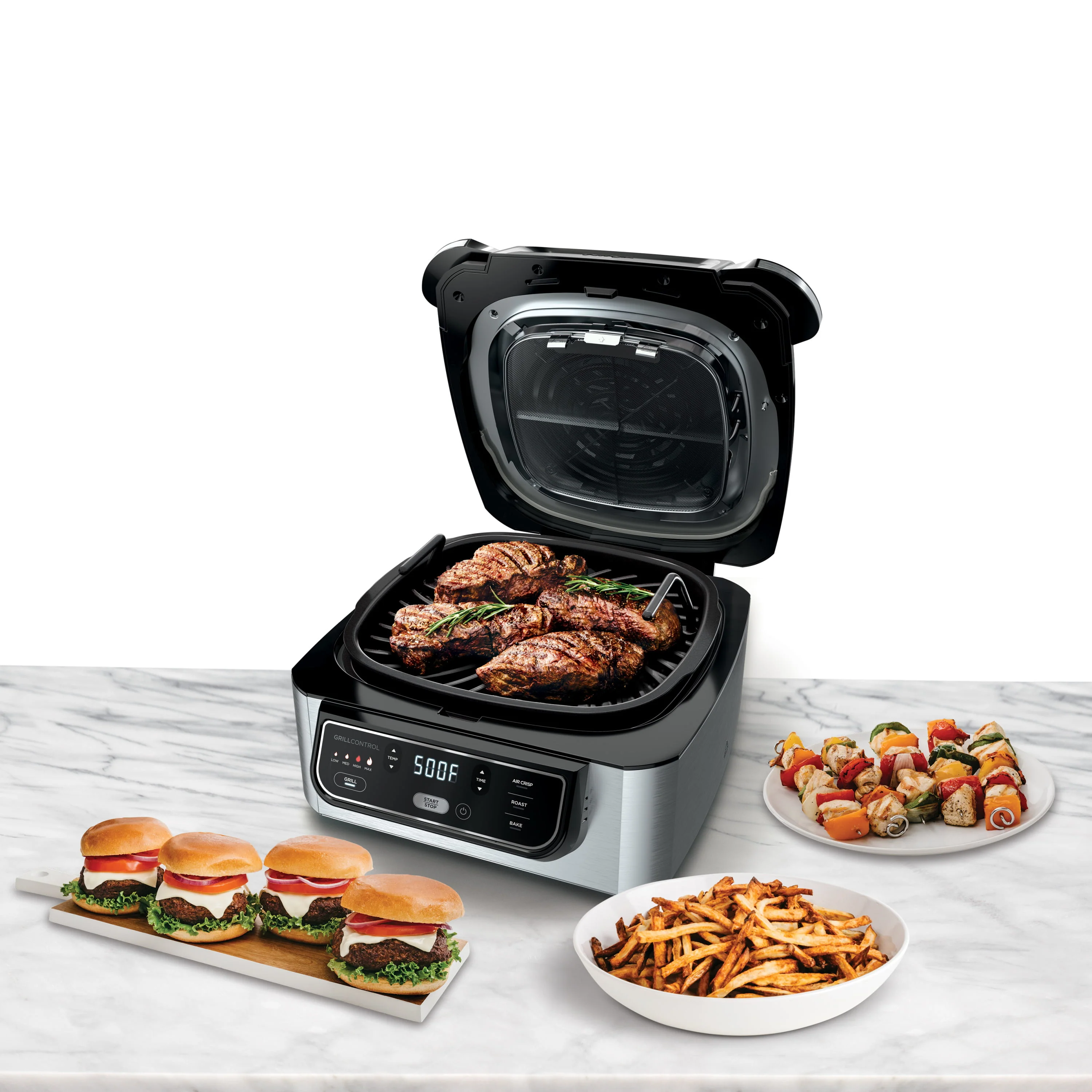 Ninja Foodi 4-in-1 Indoor Grill with 4-qt Air Fryer, Roast, Bake, and Cyclonic Grilling Technology, Black/Stainless AG300 - Image 3