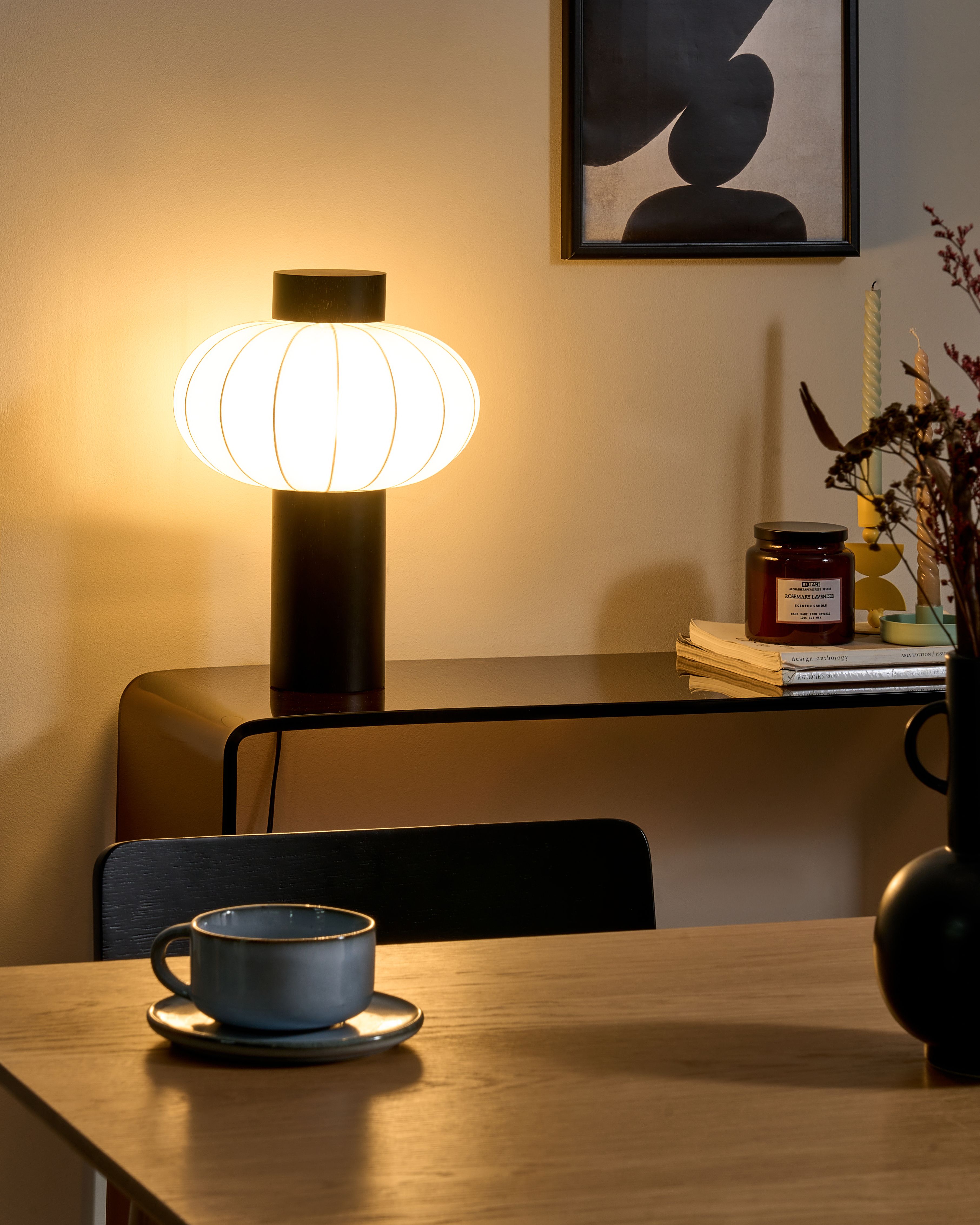 Table Lamp ABENS Wood Black