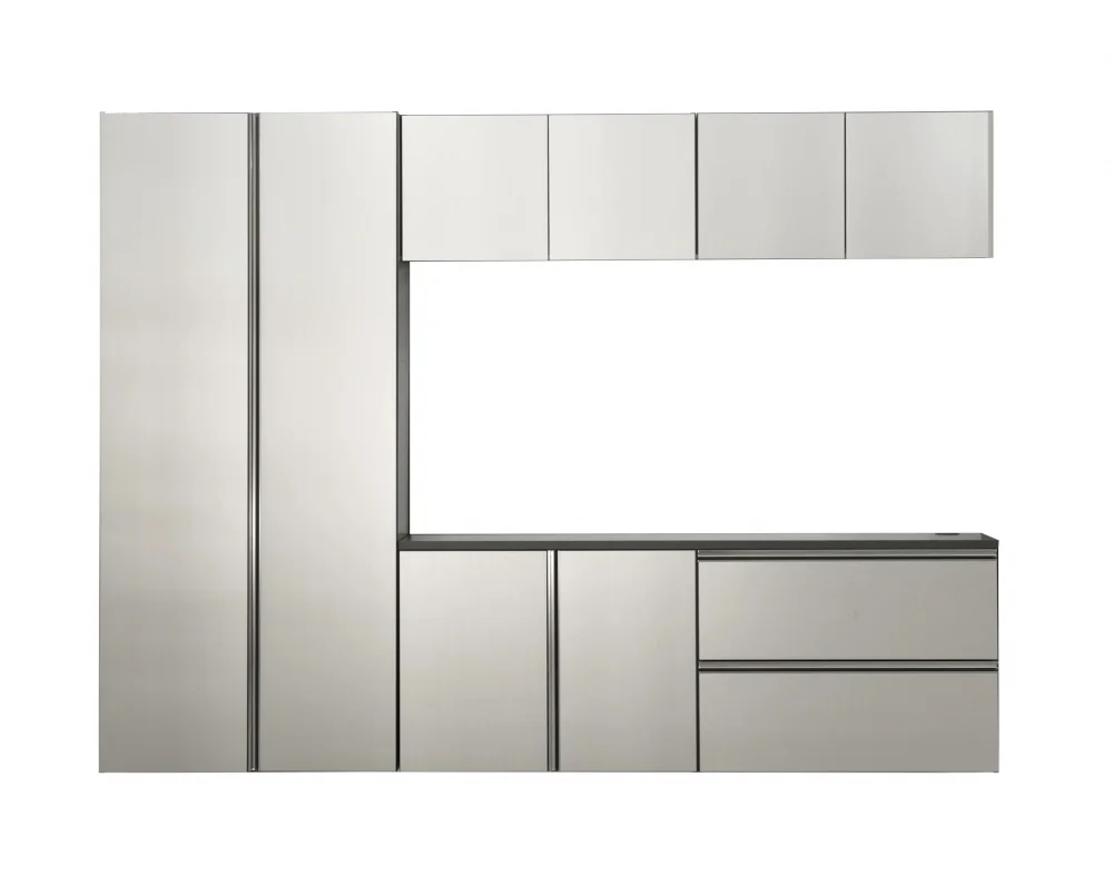 7-Piece Storage Cabinet Set, Modern Style Kitchen Furniture Set with Stand Cupboard and Console Table, Wall-Mounted or Free-standing Cabinet Set for Living Room, Kitchen, Dark Gray - Image 37