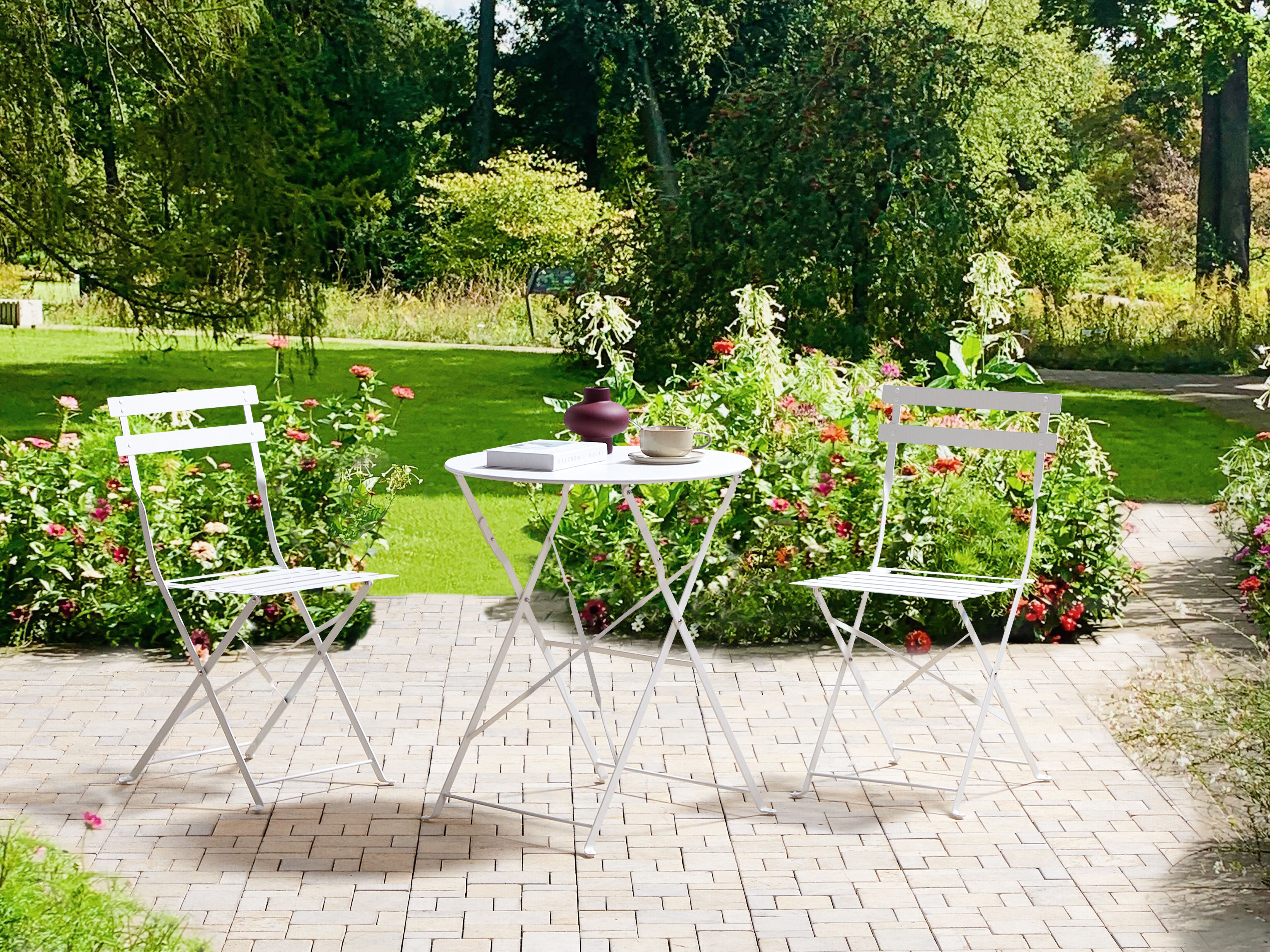 Bistro Set Folding FIORI Metal White