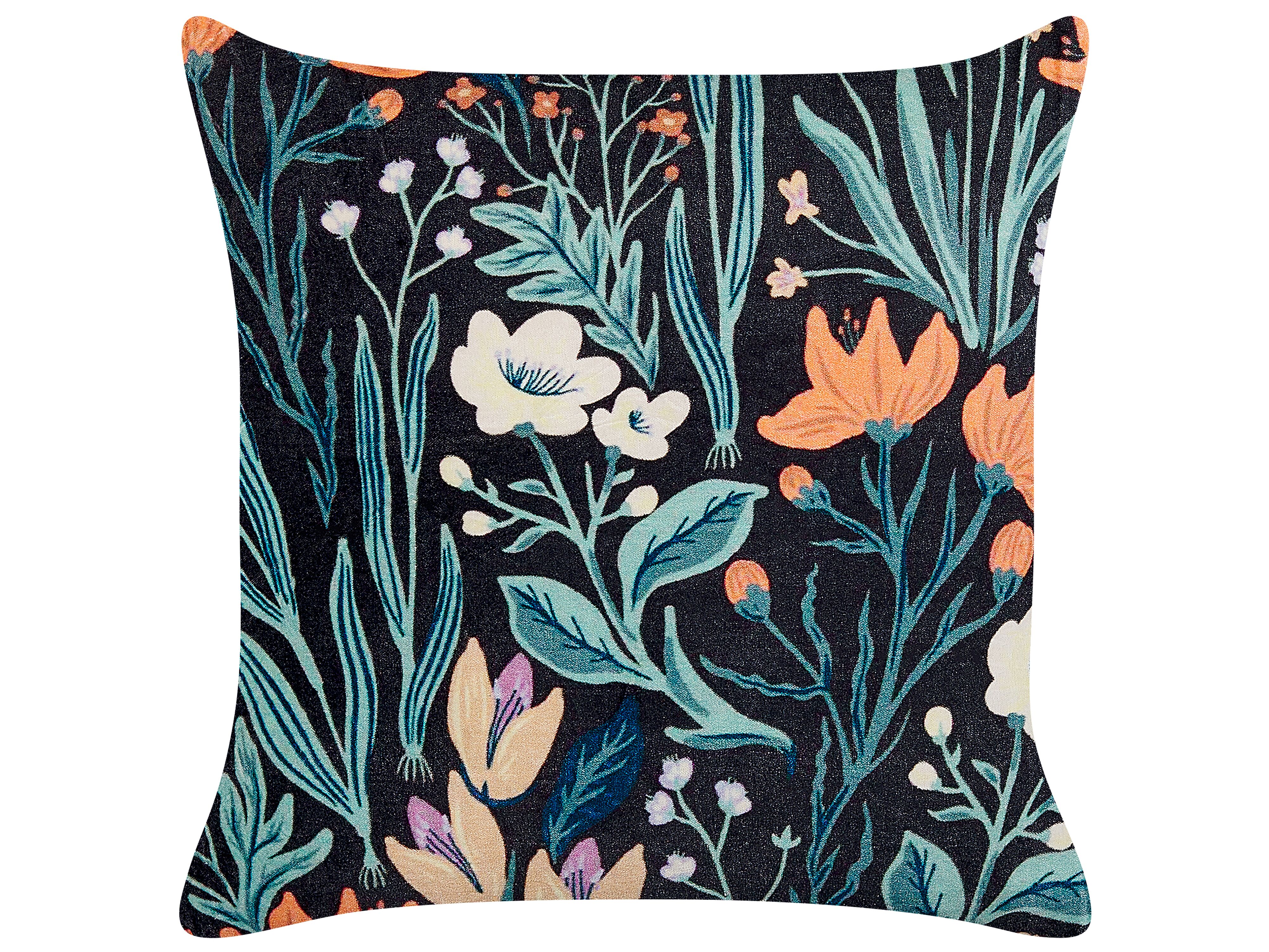 Throw Cushion OSMUNDA Velvet 45 x 45 cm Black Floral Pattern