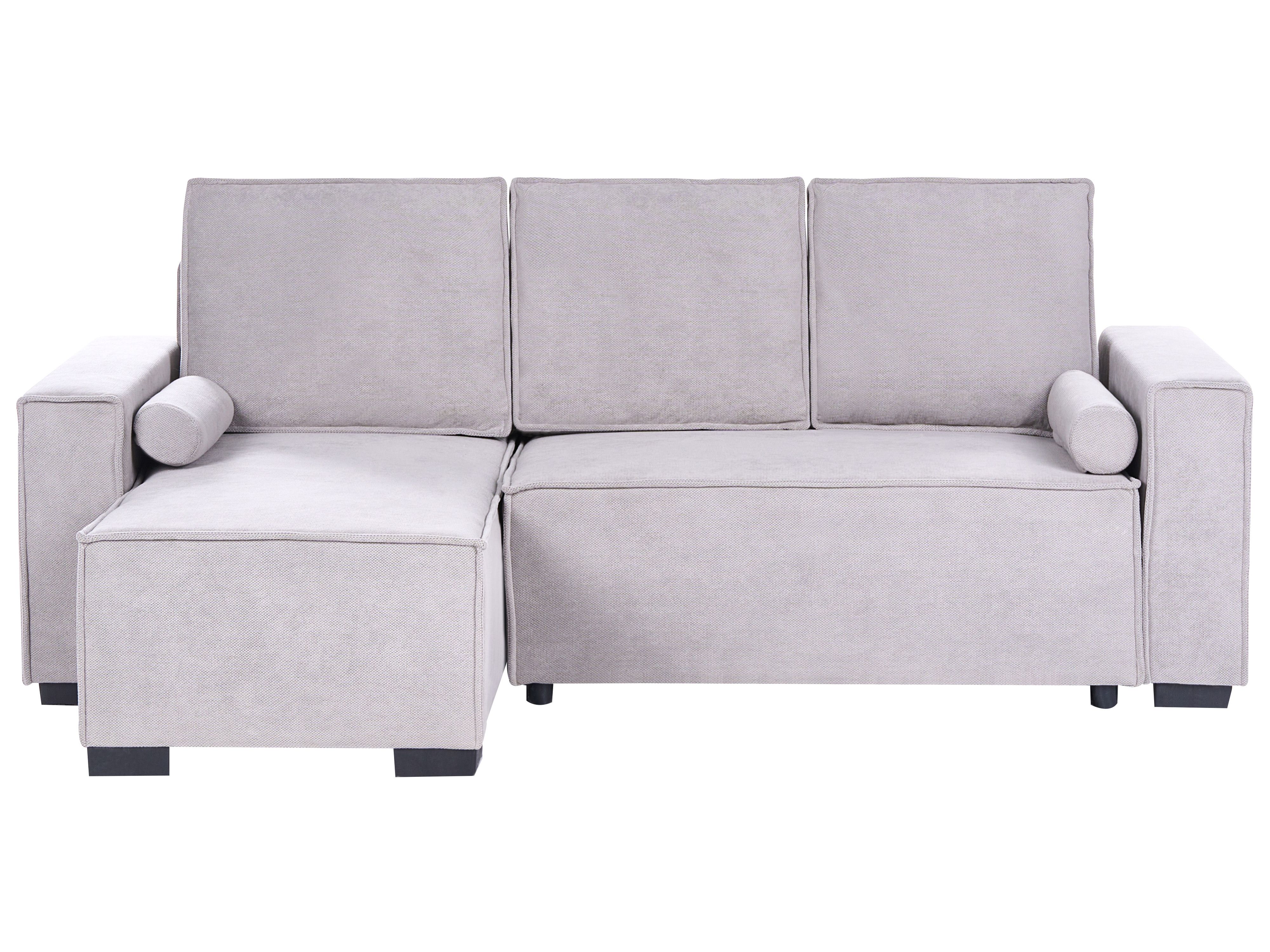 Corner Sofa Bed 3 Seater EDANE Fabric Grey with Storage Right Hand