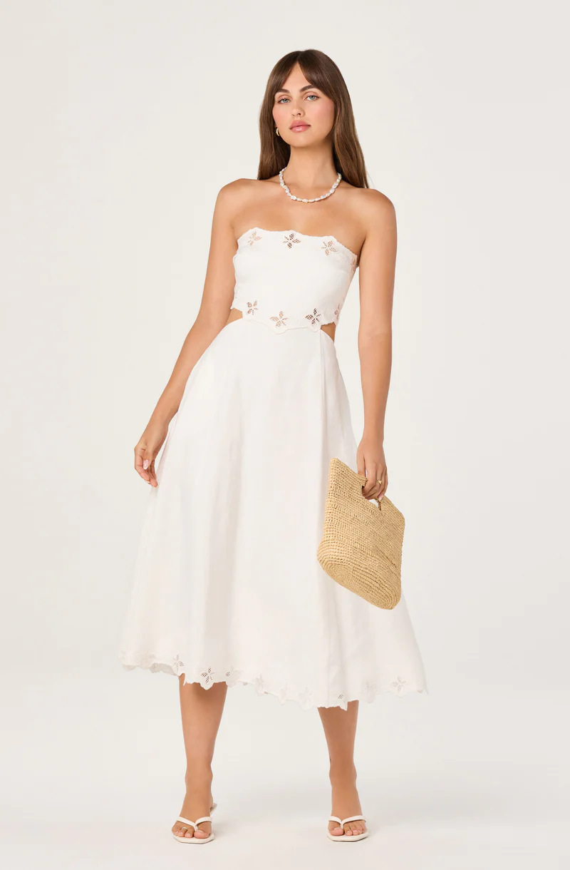 Shavonda Cutwork Open-Back Midi Dress