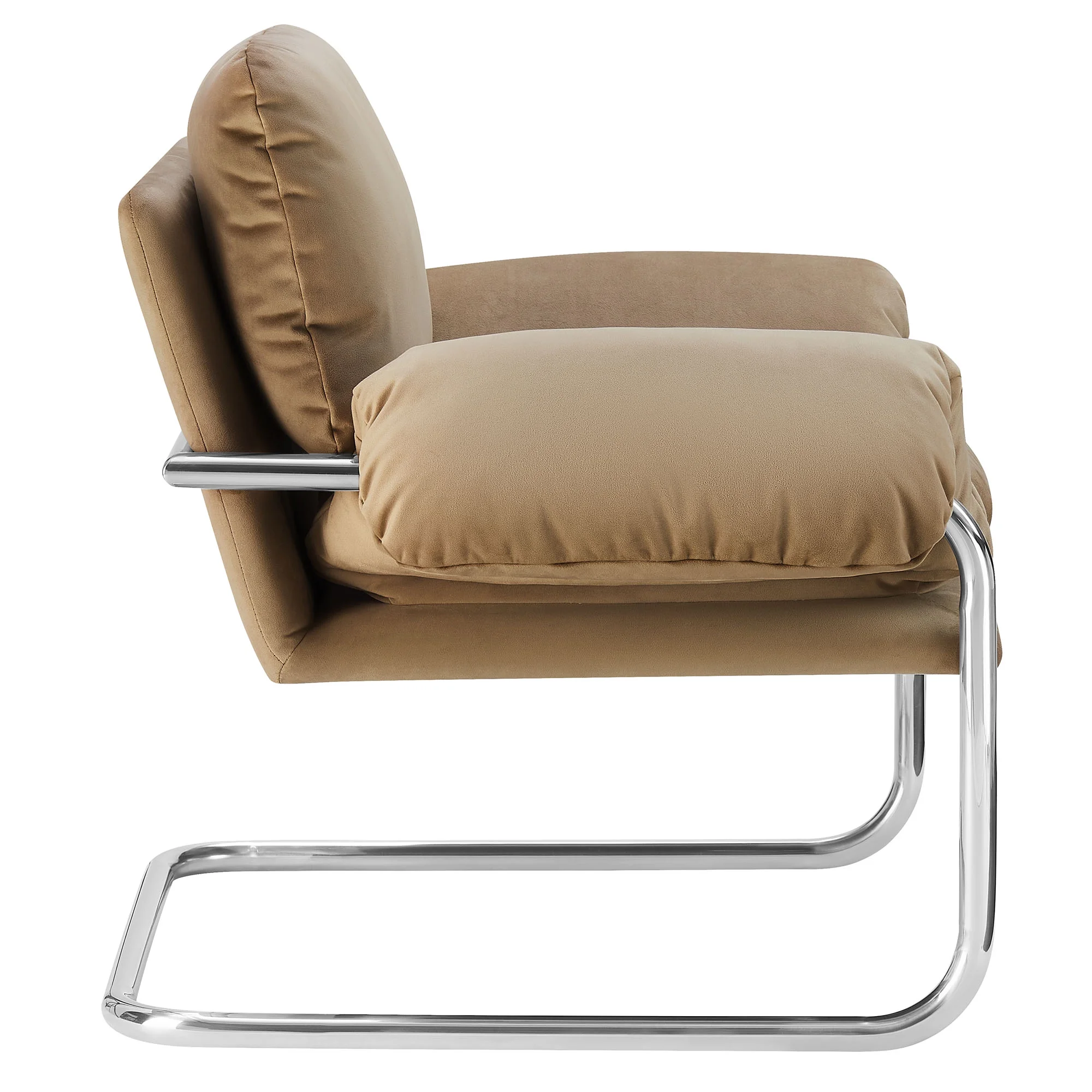 Accent Chair, Brown, Velvet, Living Room Lounge Cafe Lobby Hospitality Restaurant, Modern Contemporary, HB37765 - Image 6