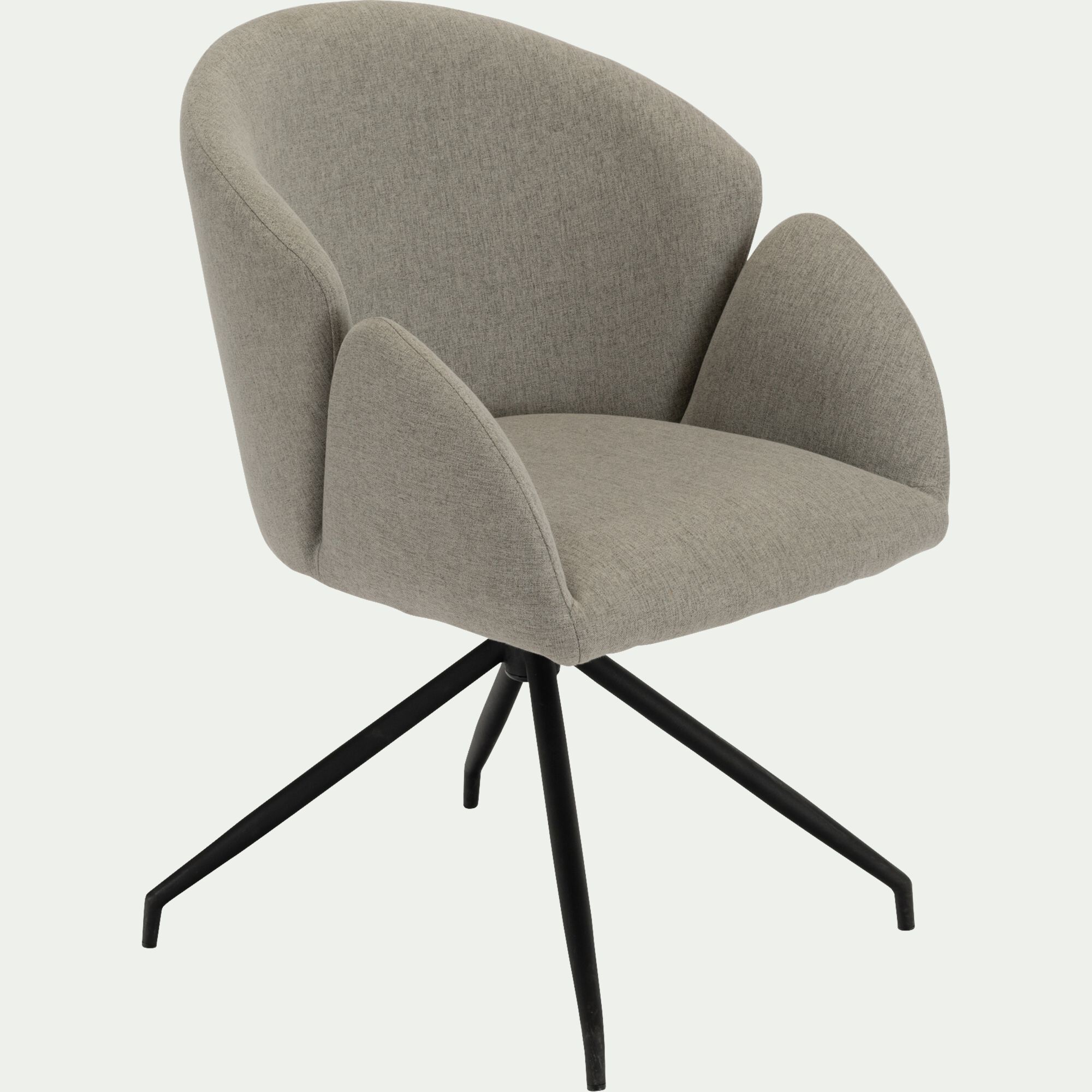 GABRIEL - Chaise pivotante avec accoudoirs en tissu et piétement en fer - gris