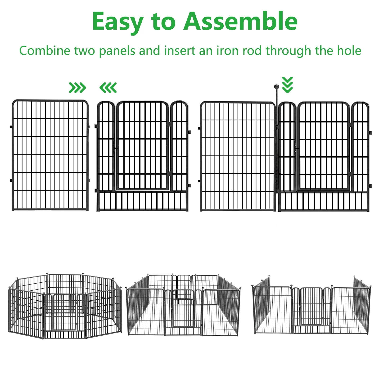 Txh001 Metal Garden Fence 28ft(L)��40in(H) Animal Barrier Metal Decorative Garden Fencing with Gate - Image 9
