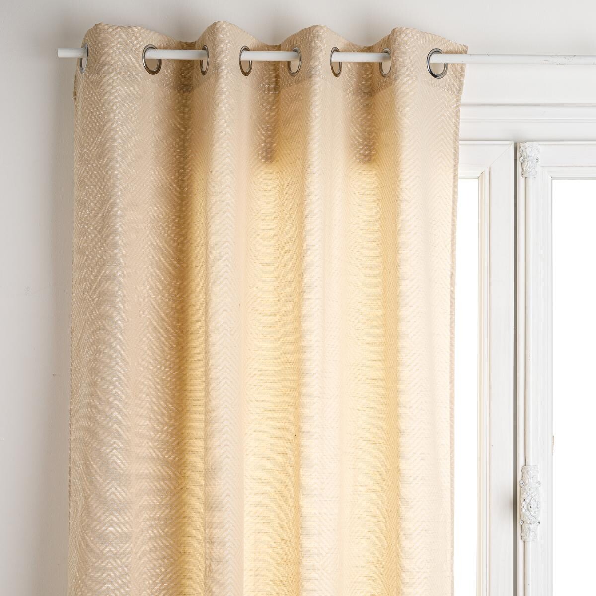 Curtain "G&eacute;om", jacquard pattern Beige, 140x260 cm