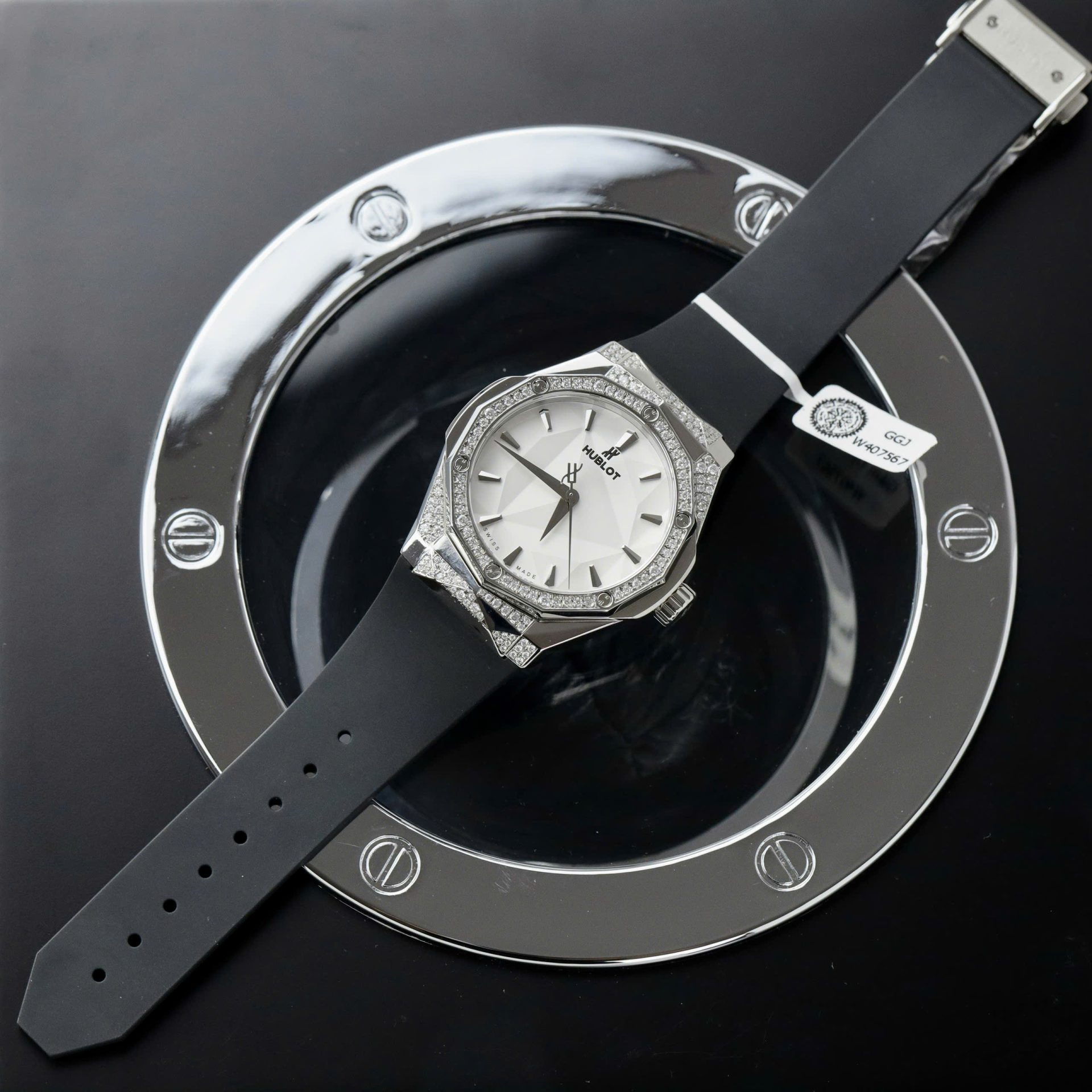 Hublot Orlinski White Dial Replica Watch Custom Moissanite Diamonds Hong Kong 40mm - Elite Watch Atelier