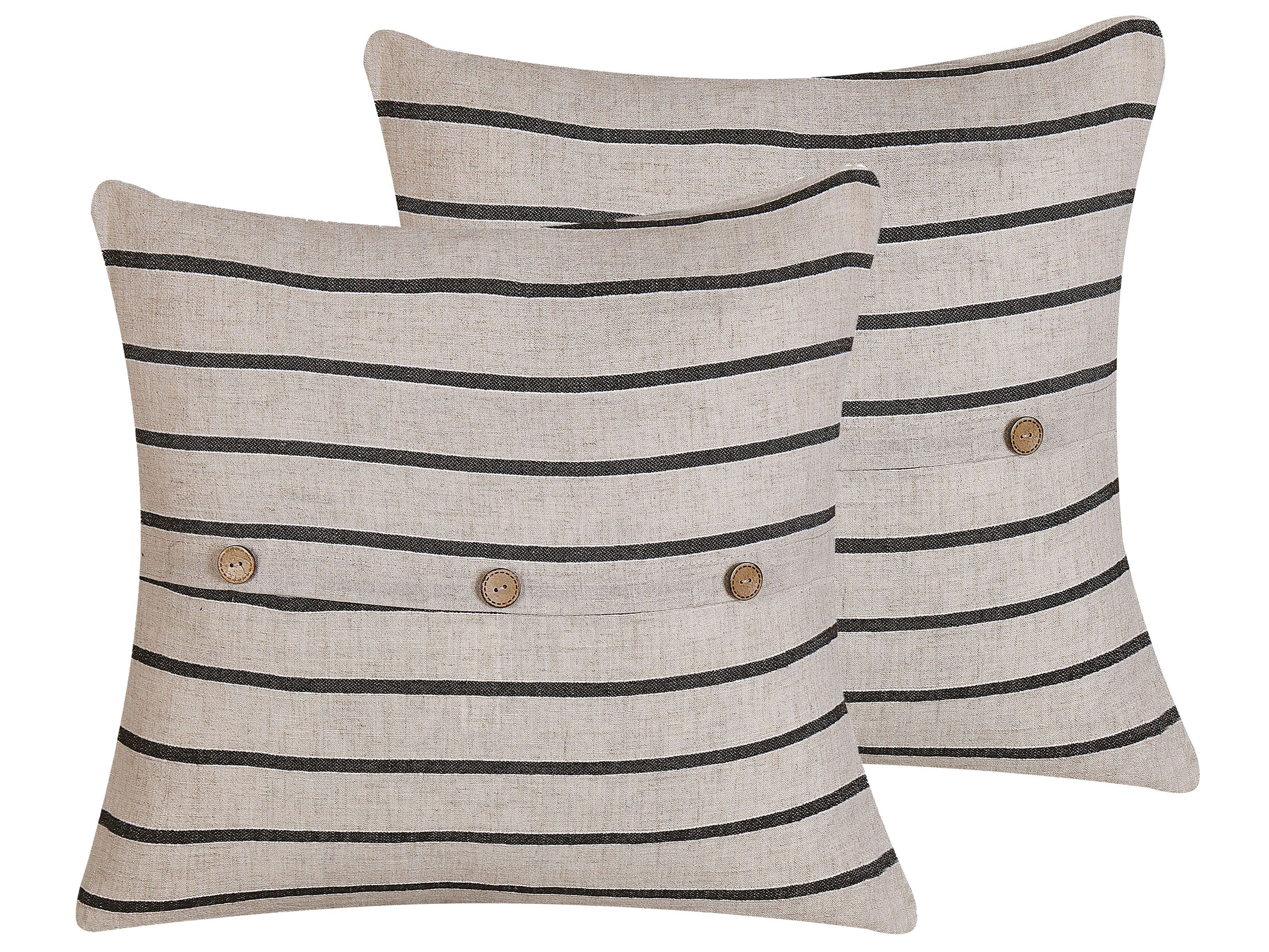 Set of 2 Decorative Cushions CYNARA Cotton 43 x 43 cm Beige Striped