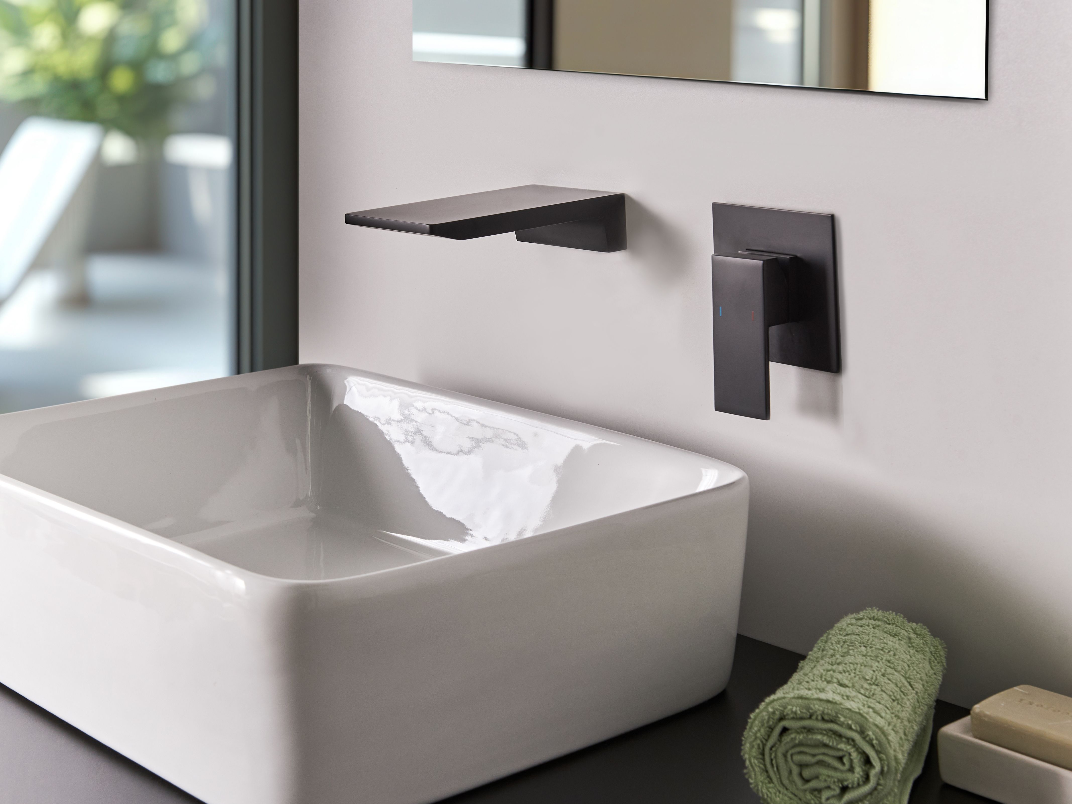 Wall Mounted Basin Mixer Tap KARUAY Brass Black